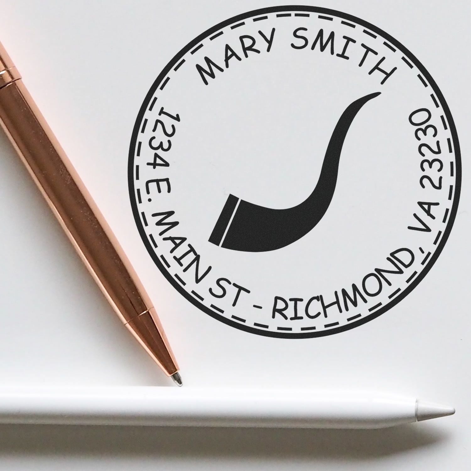 PSI Pre-Inked Noble Shofar Personalized Name And Address Stamper - Engineer Seal Stamps