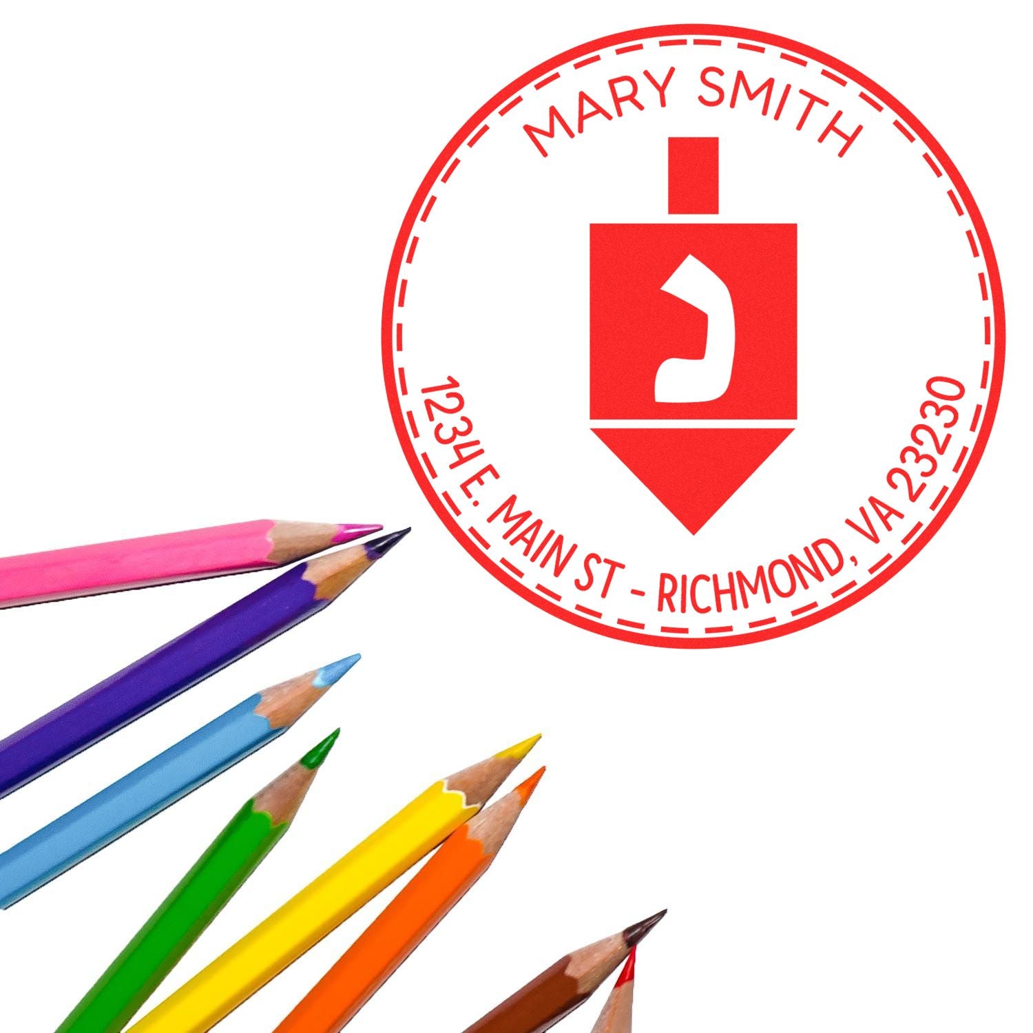 PSI Pre-Inked Divine Dreidel Personalized Return Address Stamper - Engineer Seal Stamps