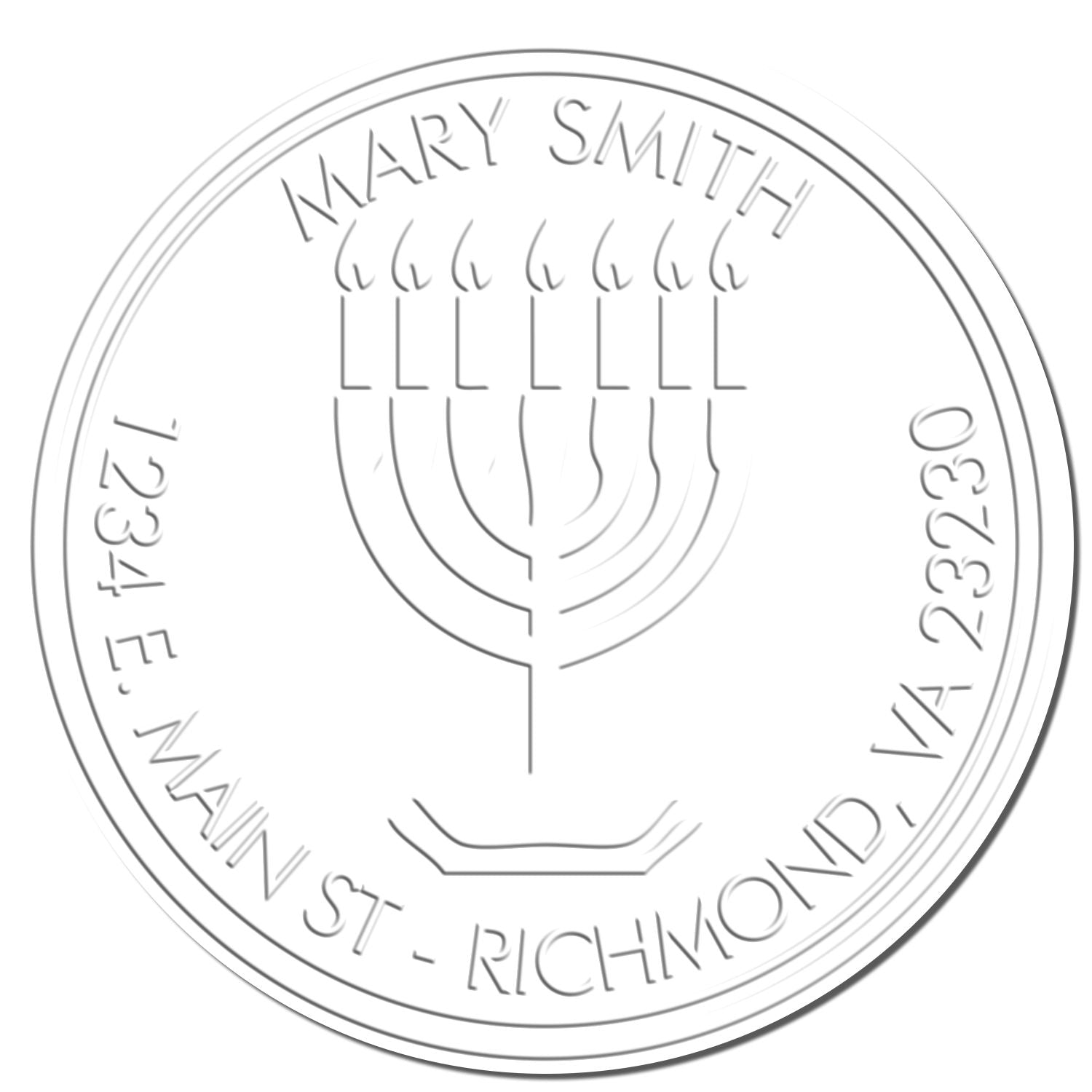 Soft Illuminating Menorah Custom Home Embossed Stamp
