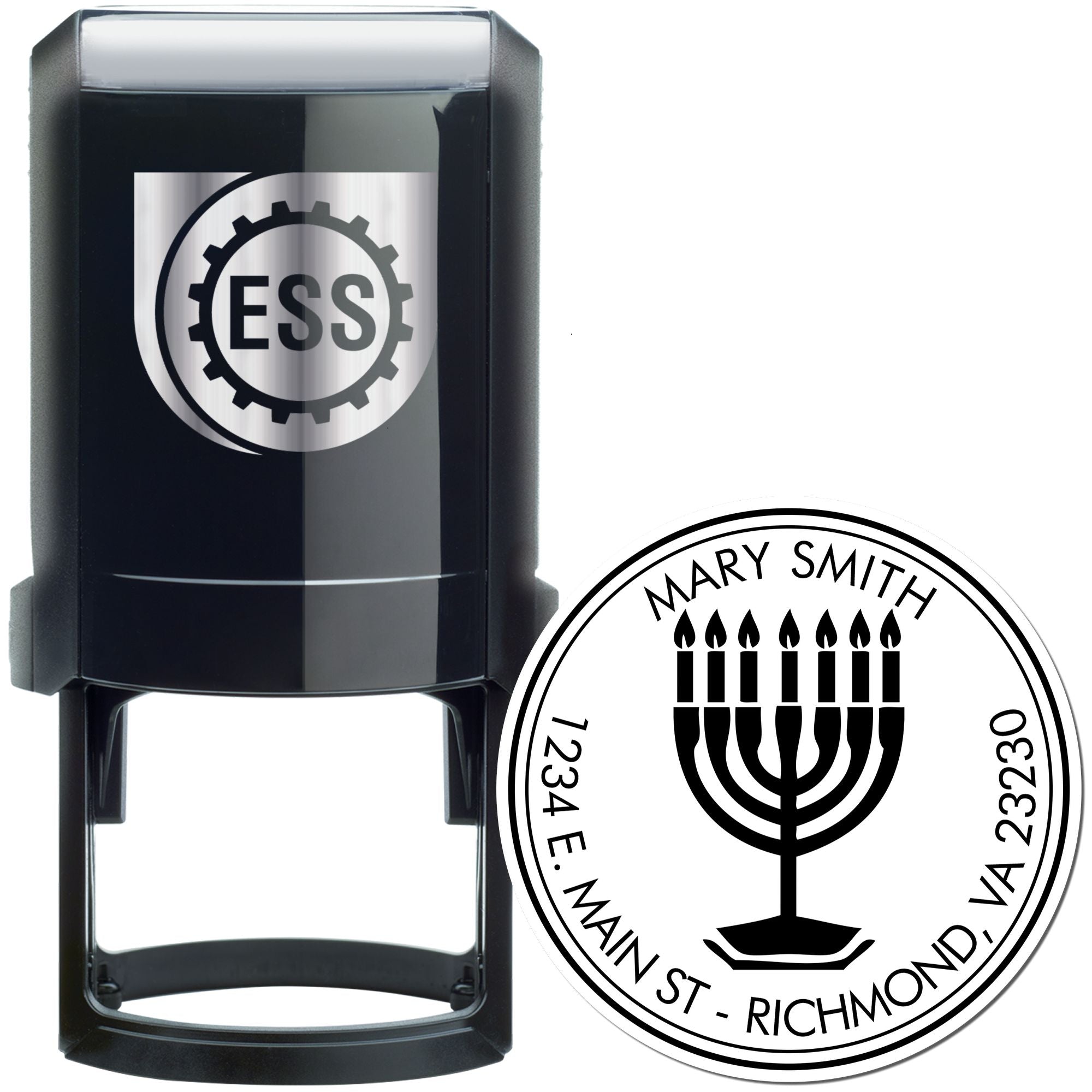 Self-Inking Illuminating Menorah Custom Made Mail Stamper - Engineer Seal Stamps