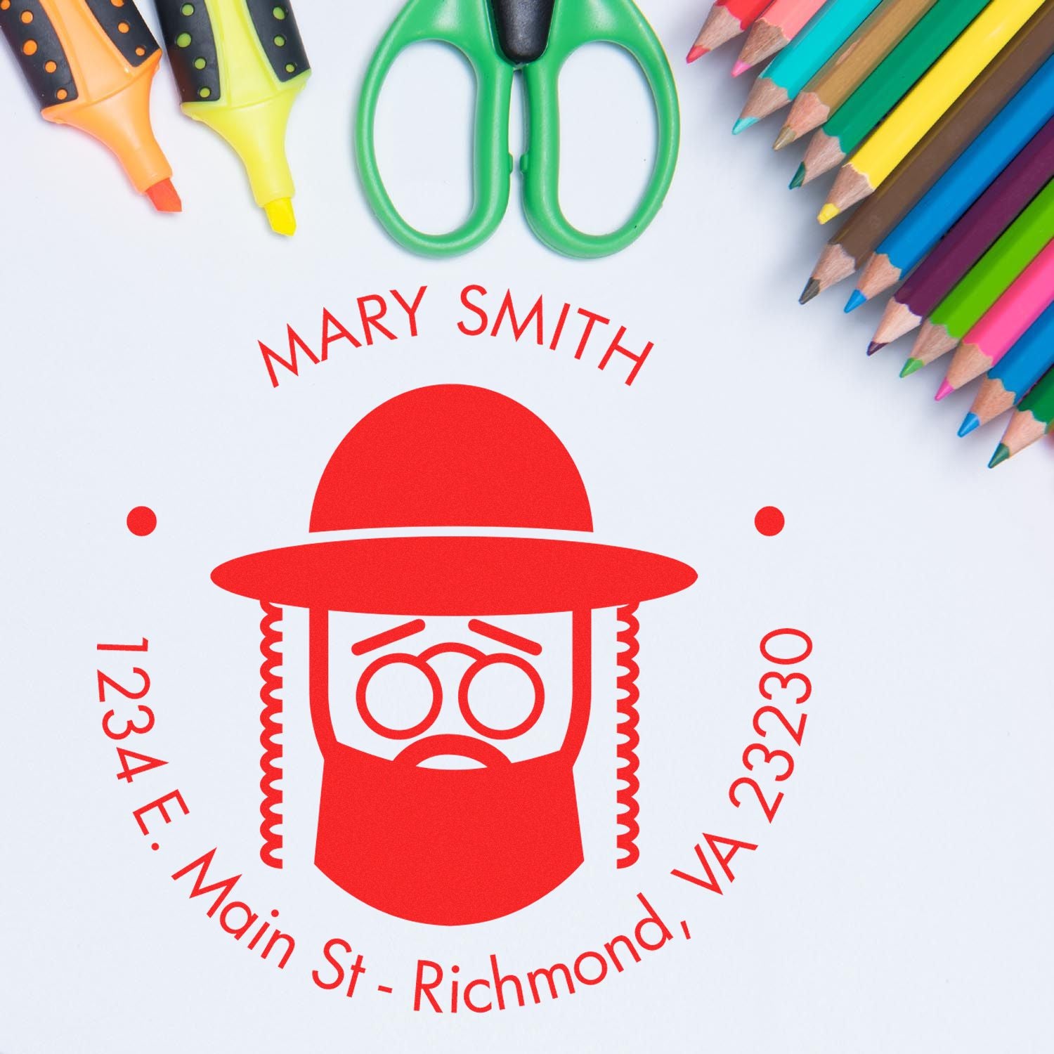 Self-Inking Revered Rabbi Custom Made Mailing Stamp - Engineer Seal Stamps