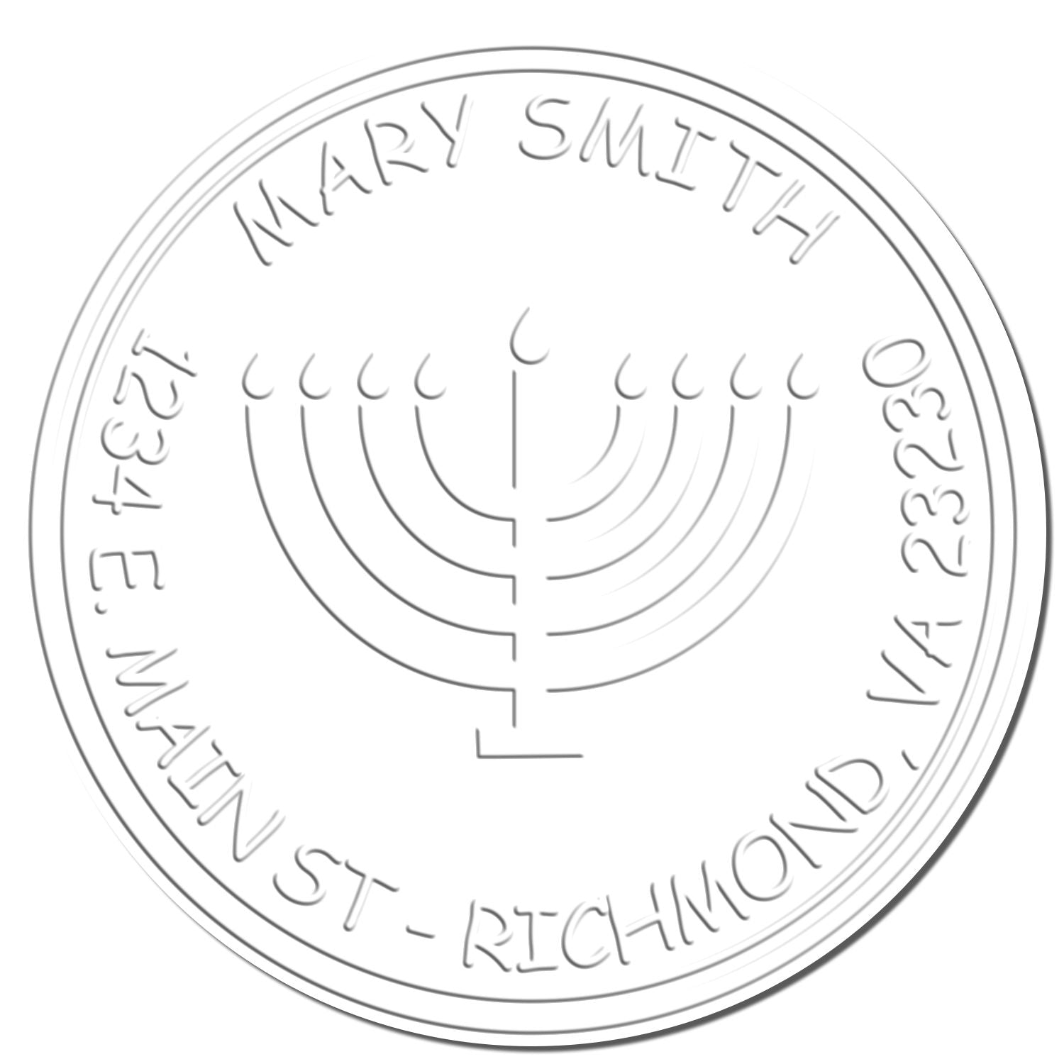 Soft Sparkling Menorah Custom Home Embossing Seal