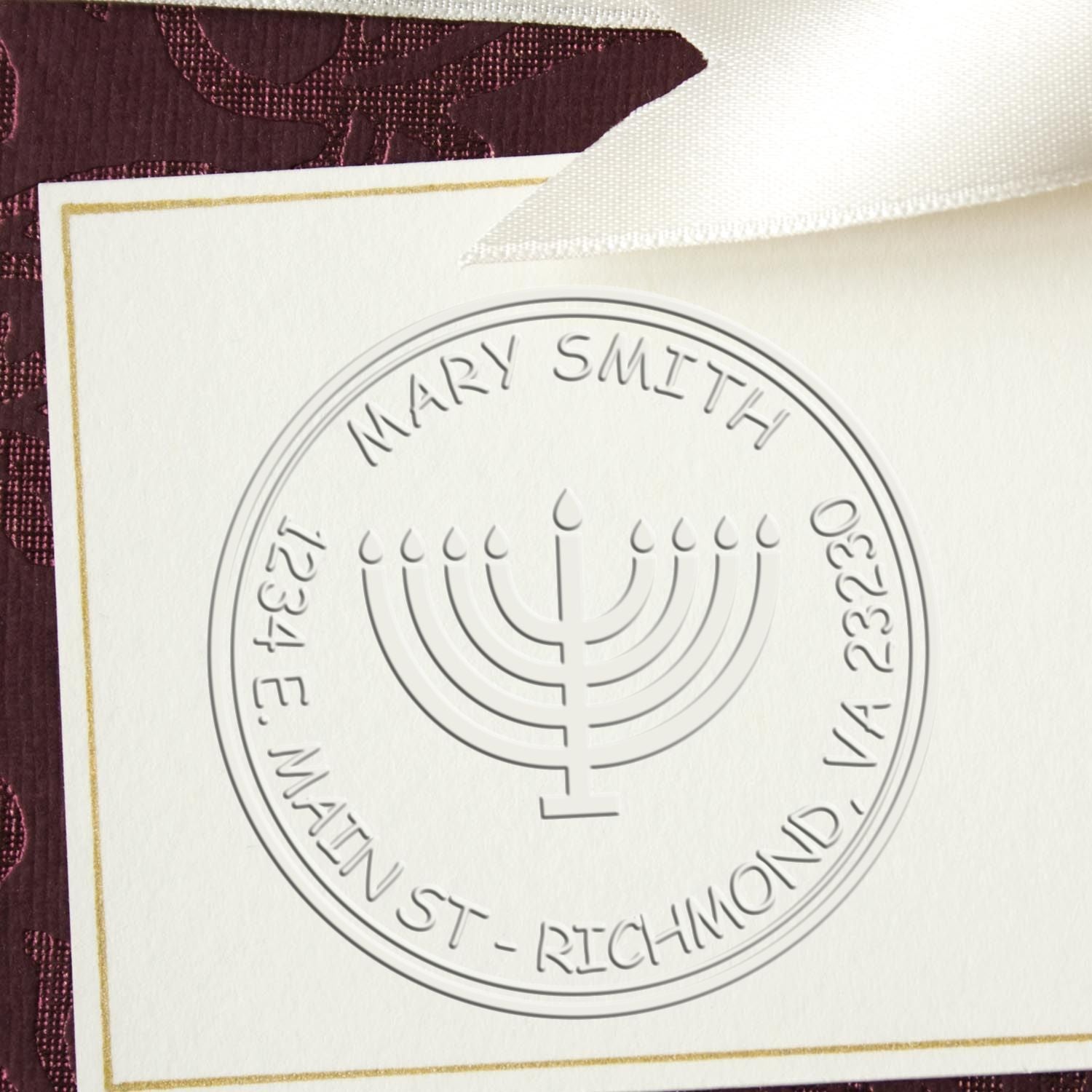 Hybrid Sparkling Menorah Custom Made Address Embossing Stamp - Engineer Seal Stamps