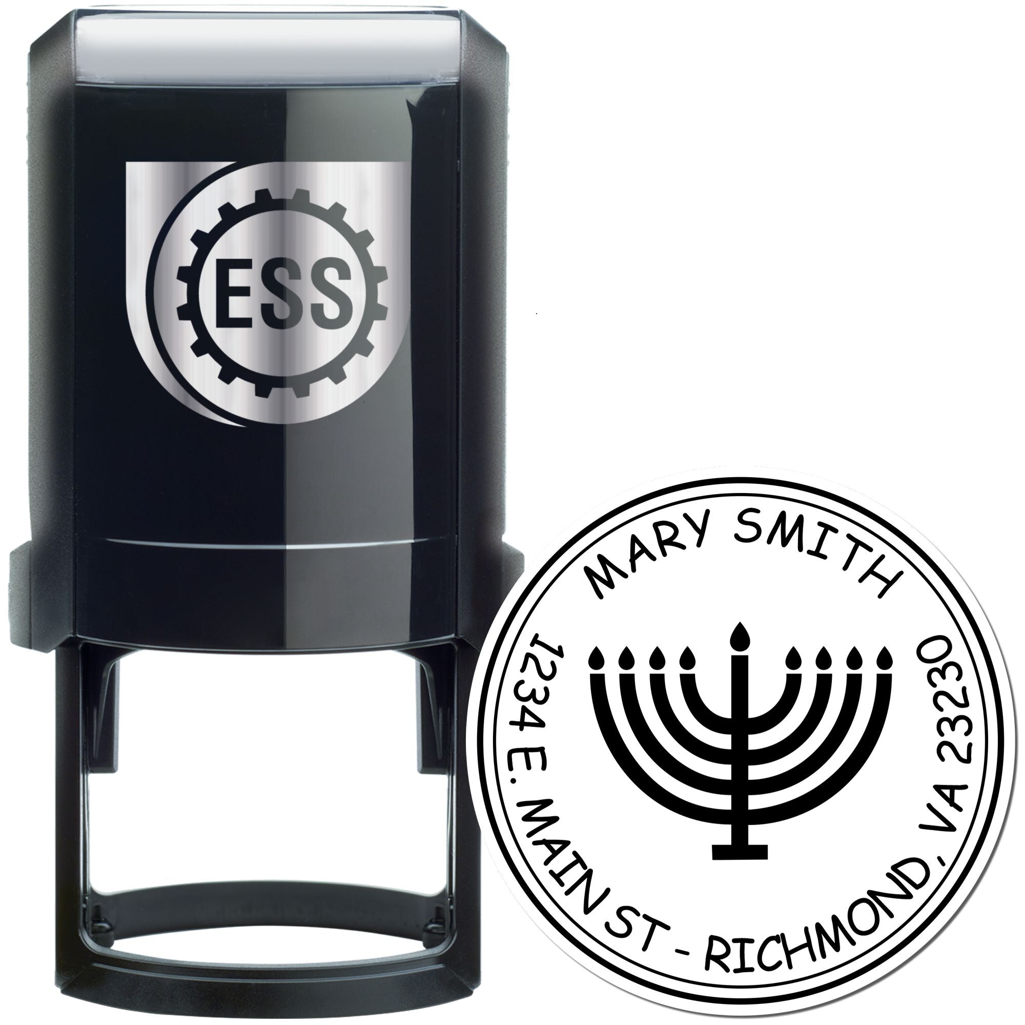 Self-Inking Sparkling Menorah Custom Made Mailing Stamper - Engineer Seal Stamps