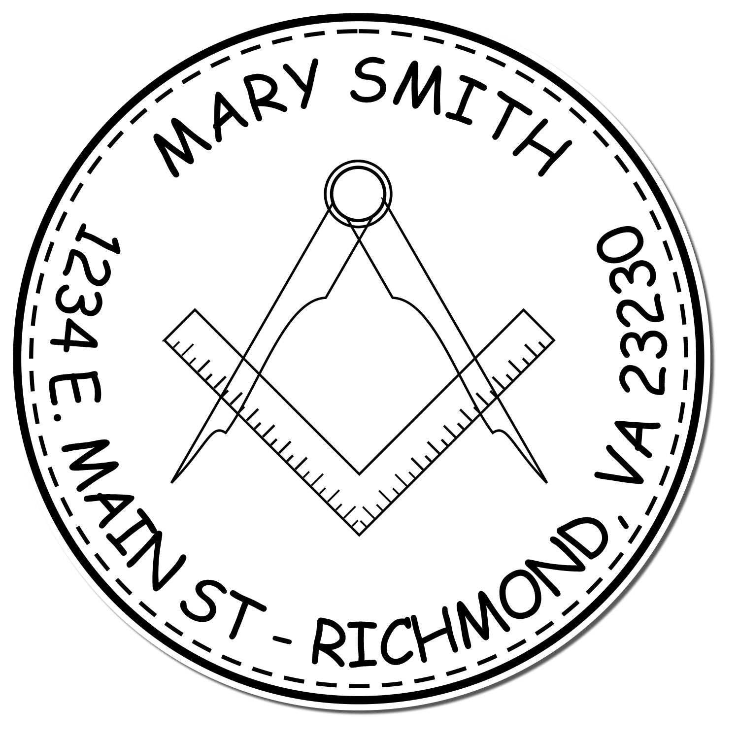 Wood Handle Symbolic Masons Custom Mail Stamper
