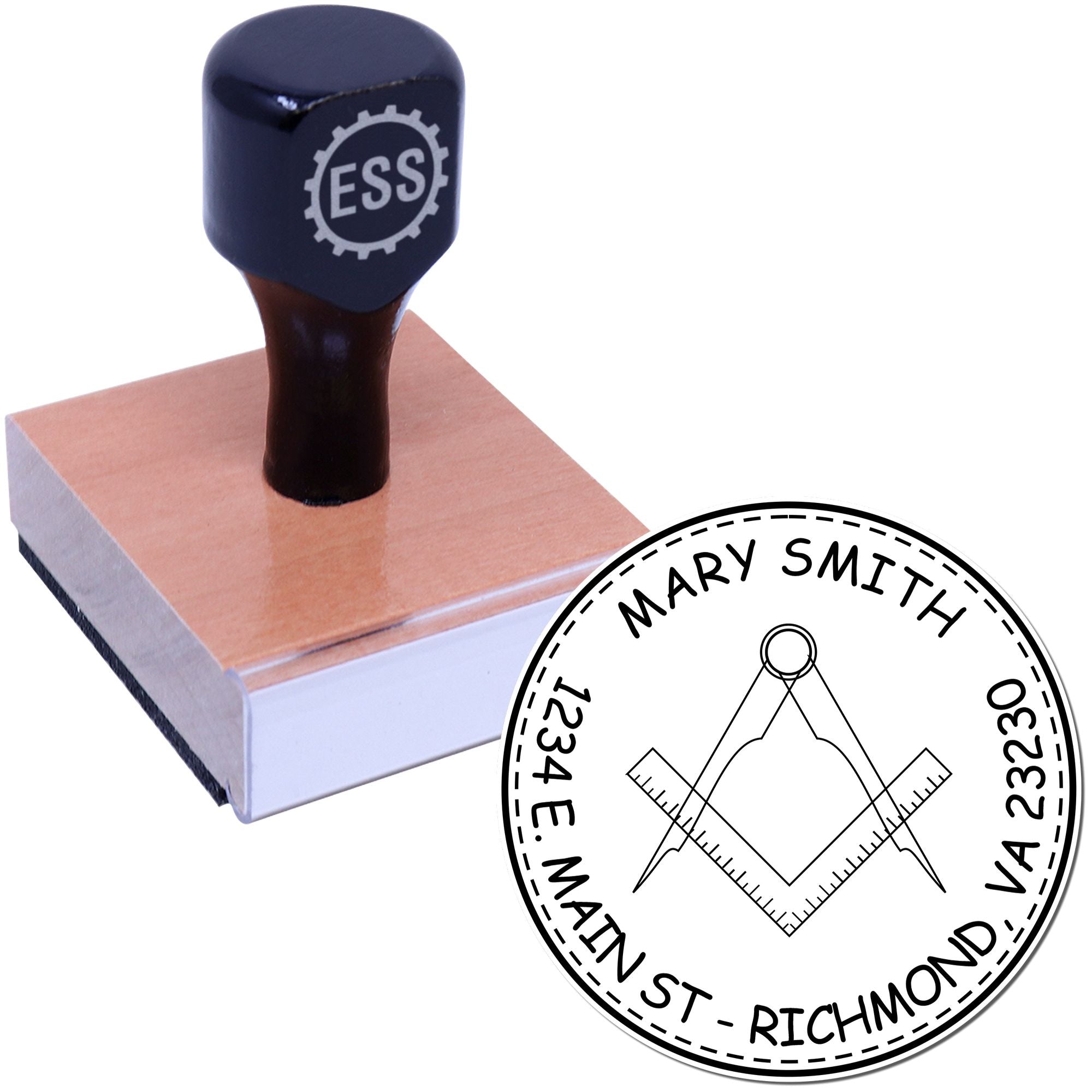 Wood Handle Symbolic Masons Custom Mail Stamper