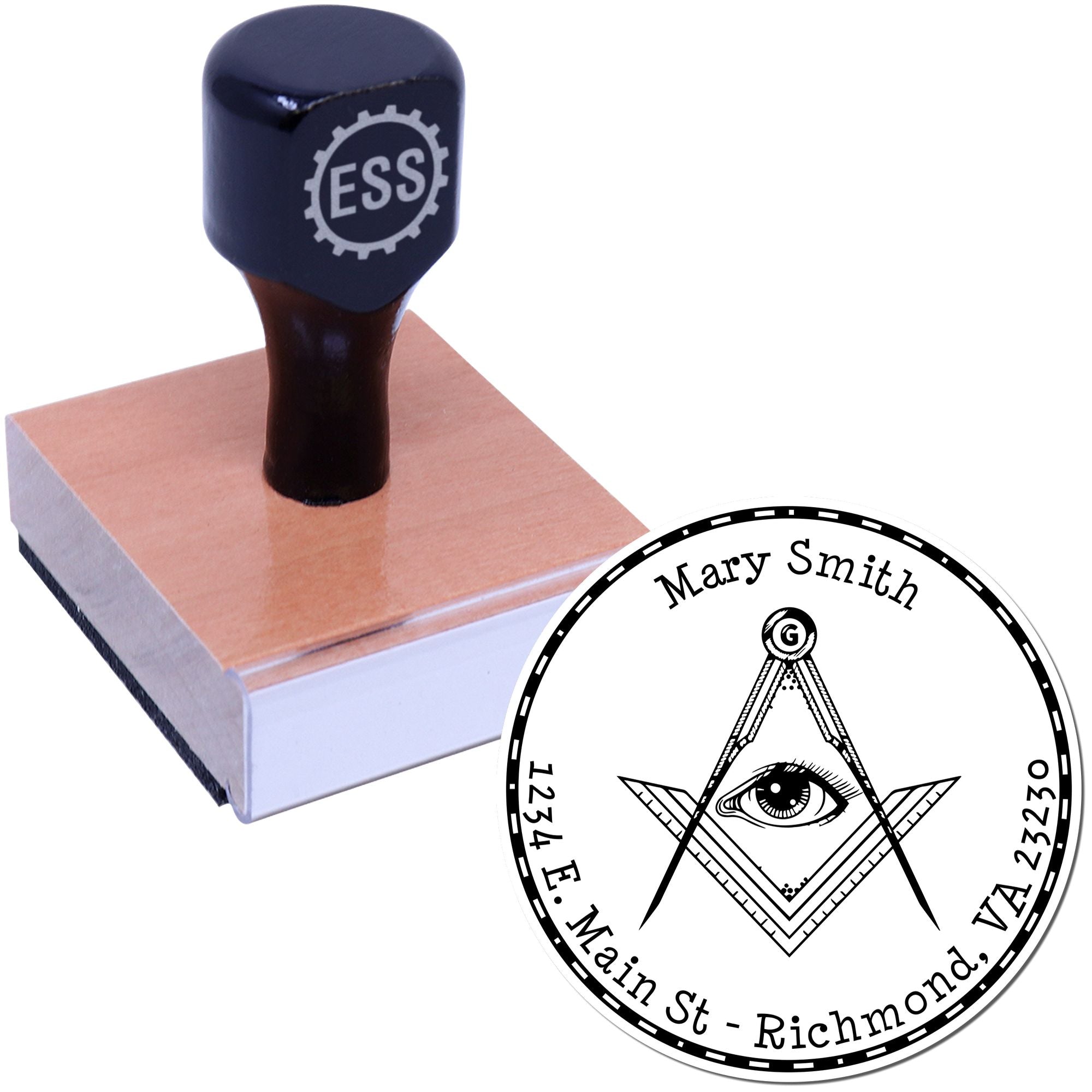 Wood Handle Enlightening Masons Custom Address Stamp - Engineer Seal Stamps