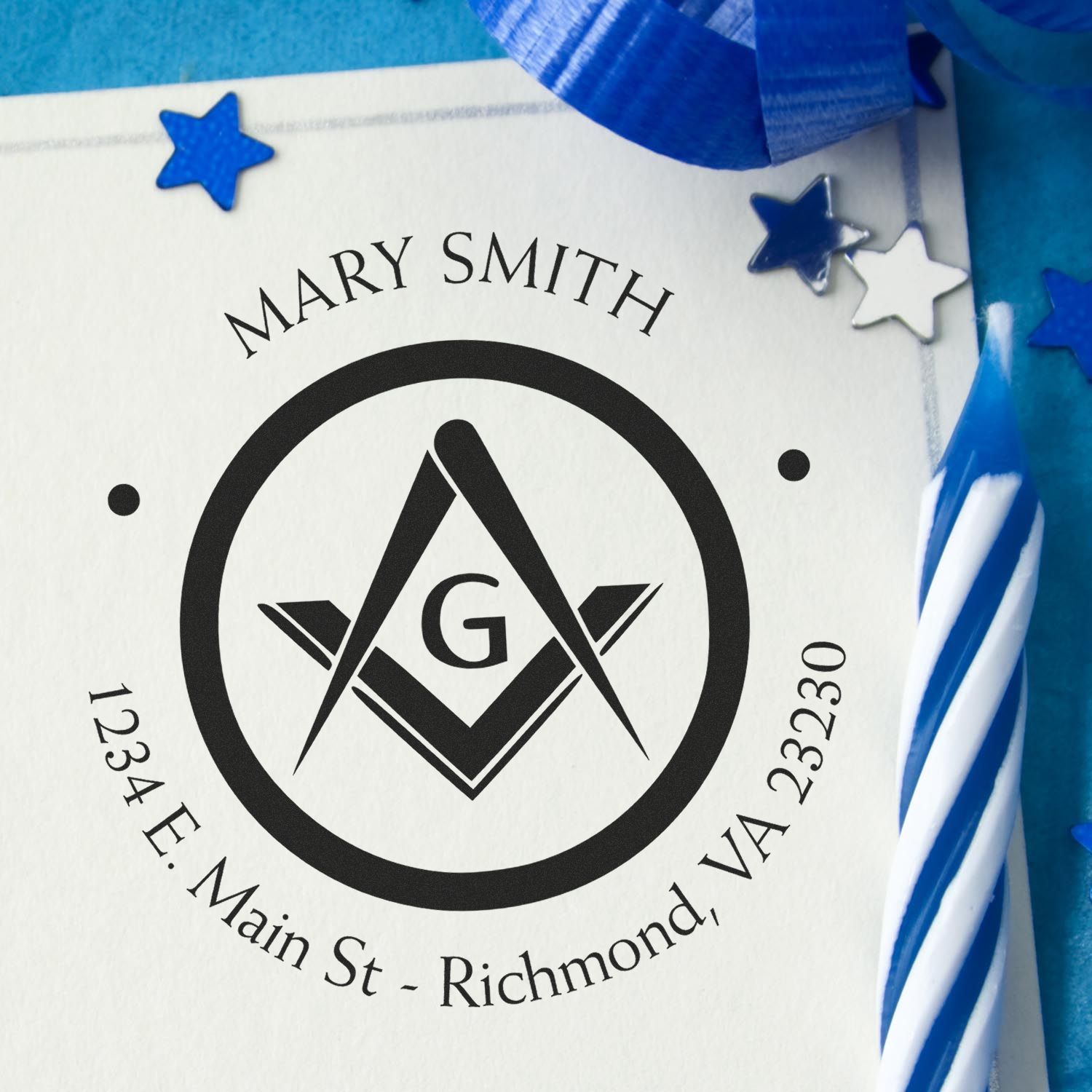 Wood Handle Strong Masons Custom Envelope Stamp