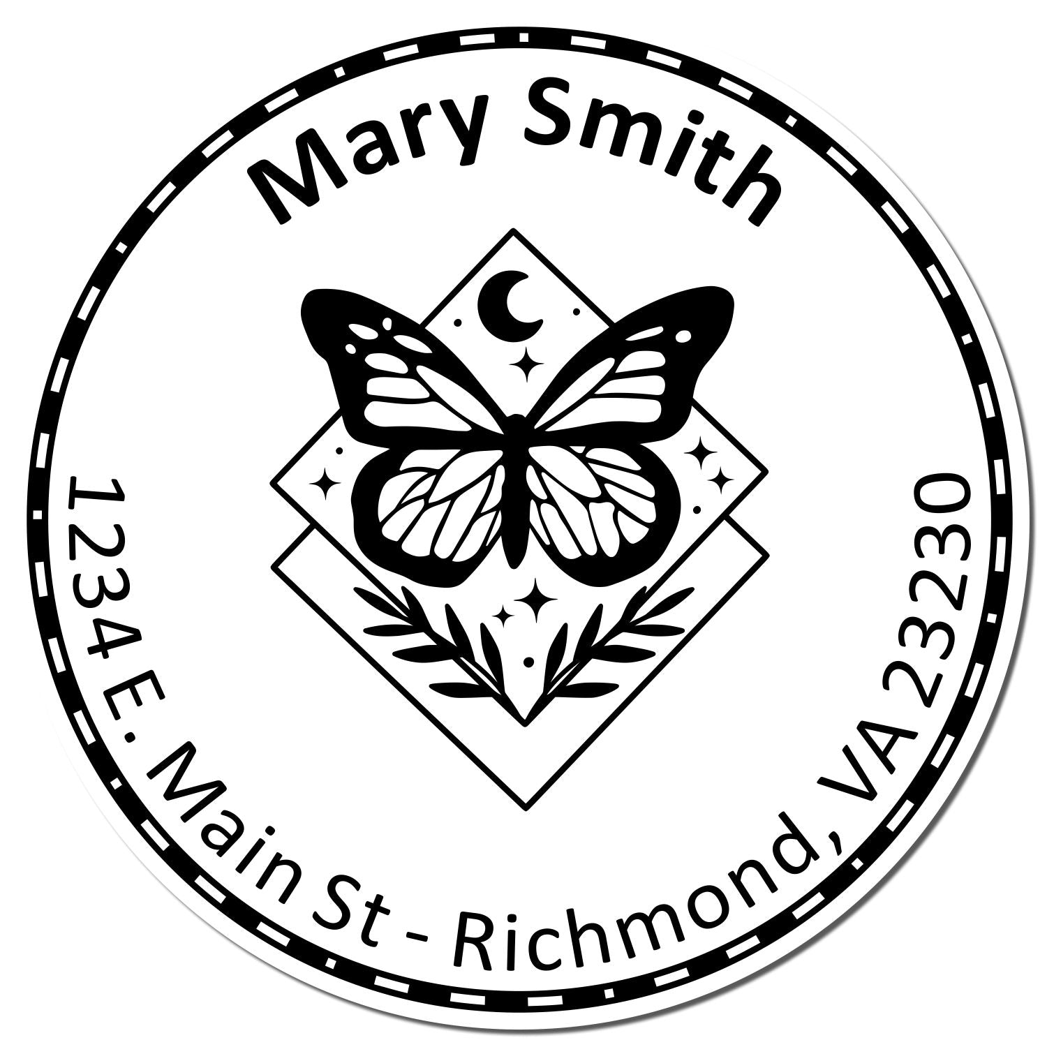 Self-Inking Enchanting Butterfly Custom Made Name And Address Stamp - Engineer Seal Stamps