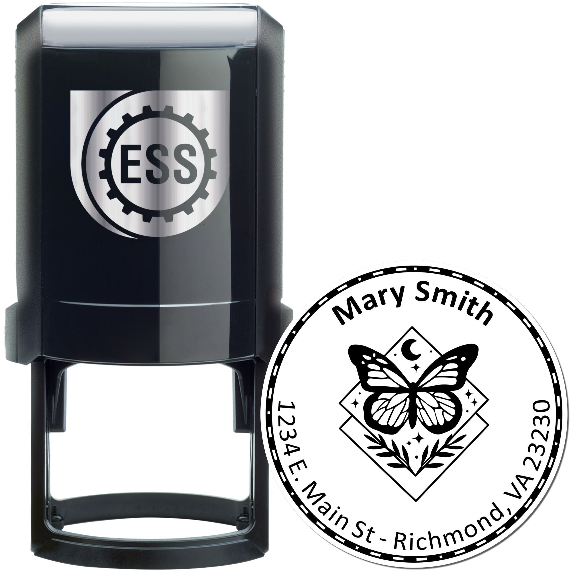 Self-Inking Enchanting Butterfly Custom Made Name And Address Stamp - Engineer Seal Stamps