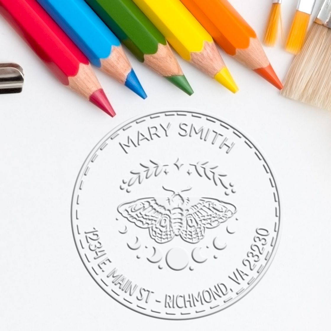 Desk Transcendent Butterfly Customized Name And Address Embossing Stamp - Engineer Seal Stamps