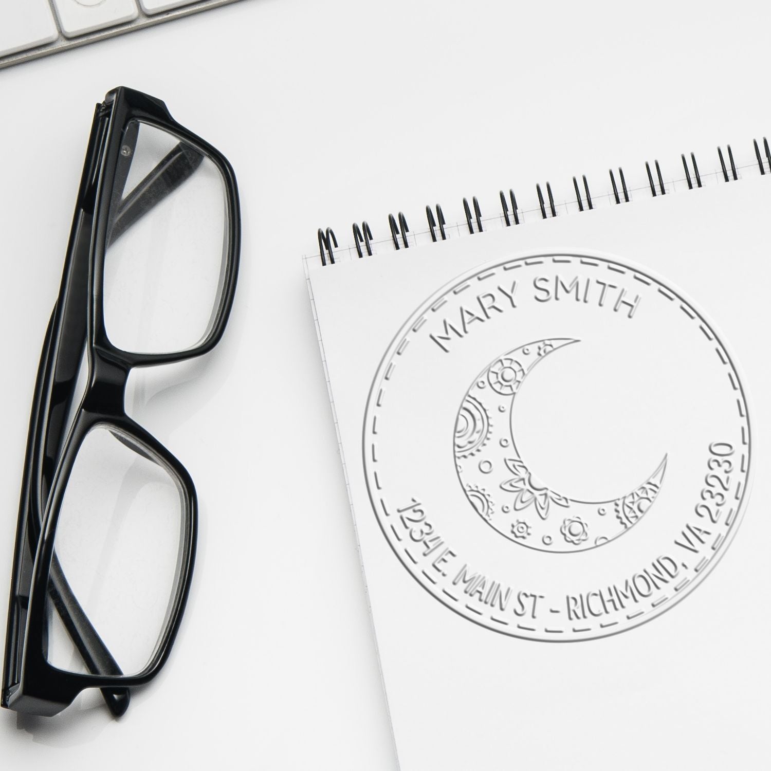 Hybrid Ethereal Moon Customized Mail Embossing Stamp - Engineer Seal Stamps