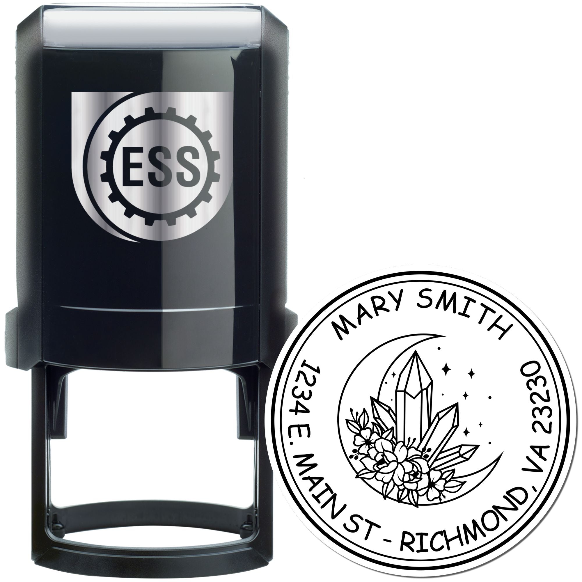 Self-Inking Mysterious Moon Customized Address Stamper - Engineer Seal Stamps