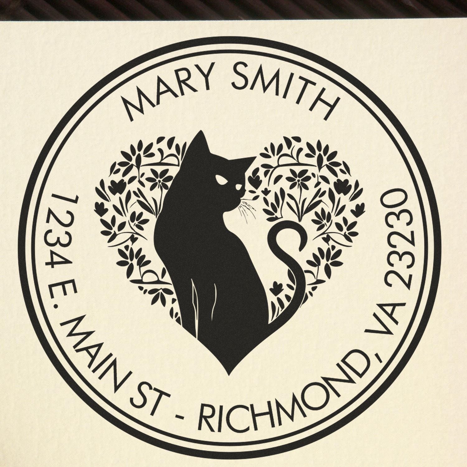 PSI Pre-Inked Puzzling Cat Custom Made Home Address Stamp - Engineer Seal Stamps