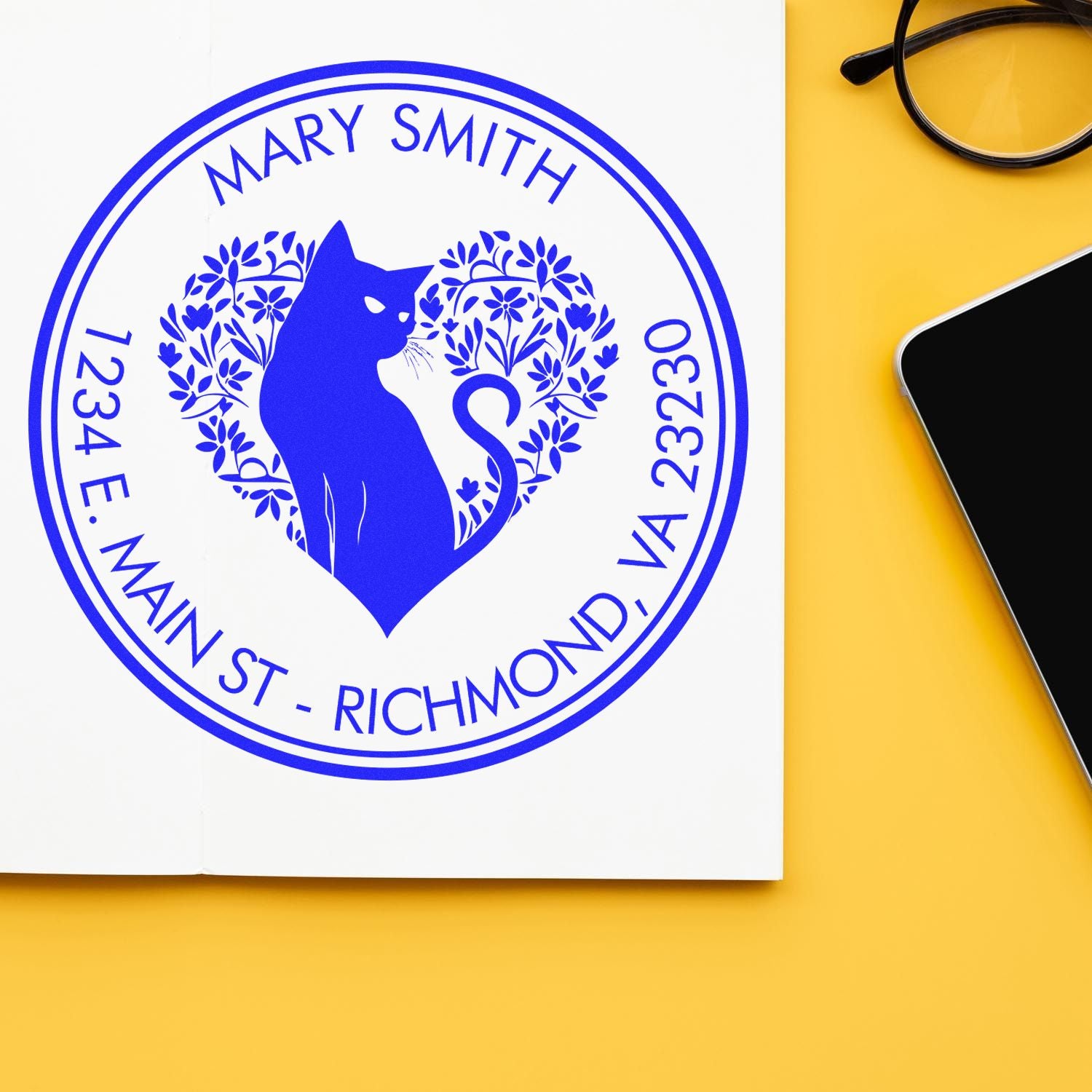 Self-Inking Puzzling Cat Personalized Home Stamp - Engineer Seal Stamps