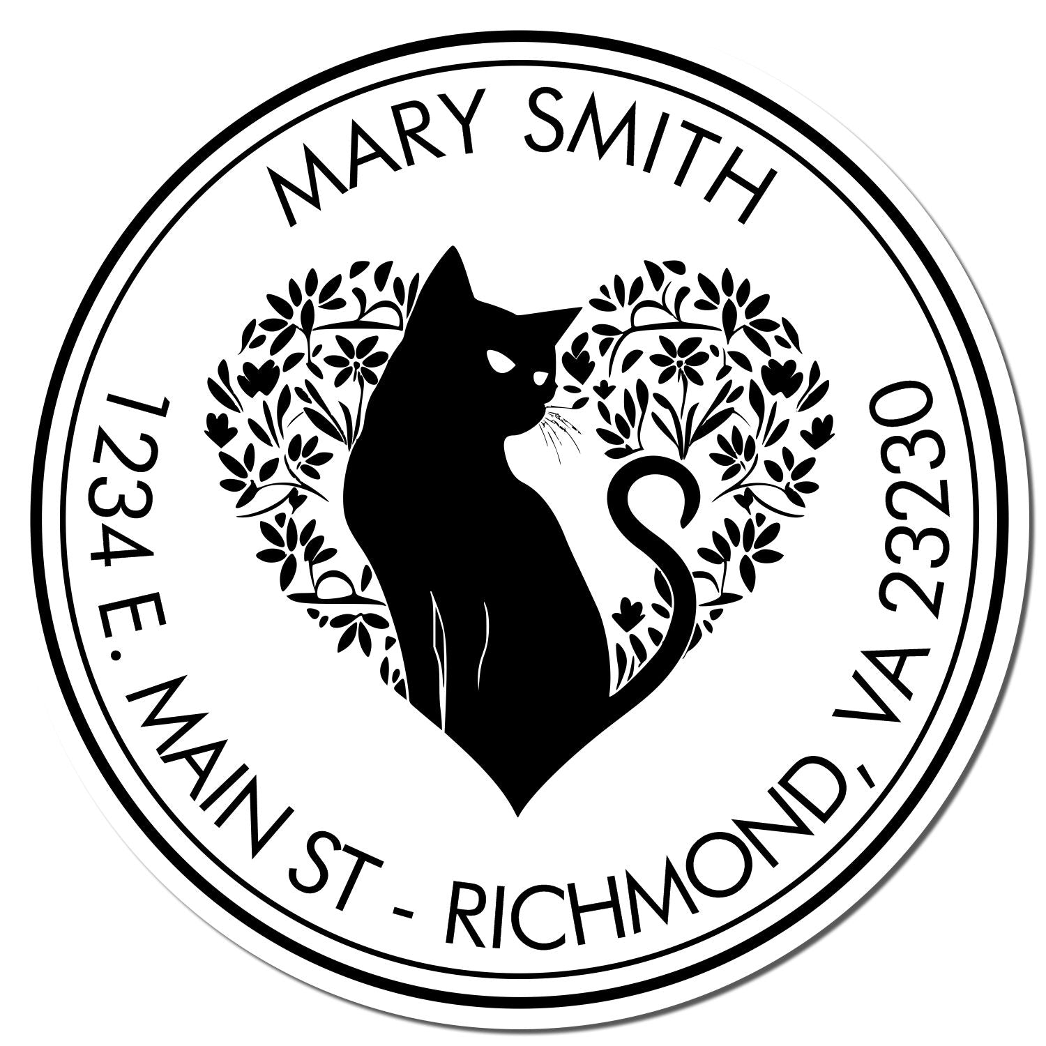 PSI Pre-Inked Puzzling Cat Custom Made Home Address Stamp - Engineer Seal Stamps