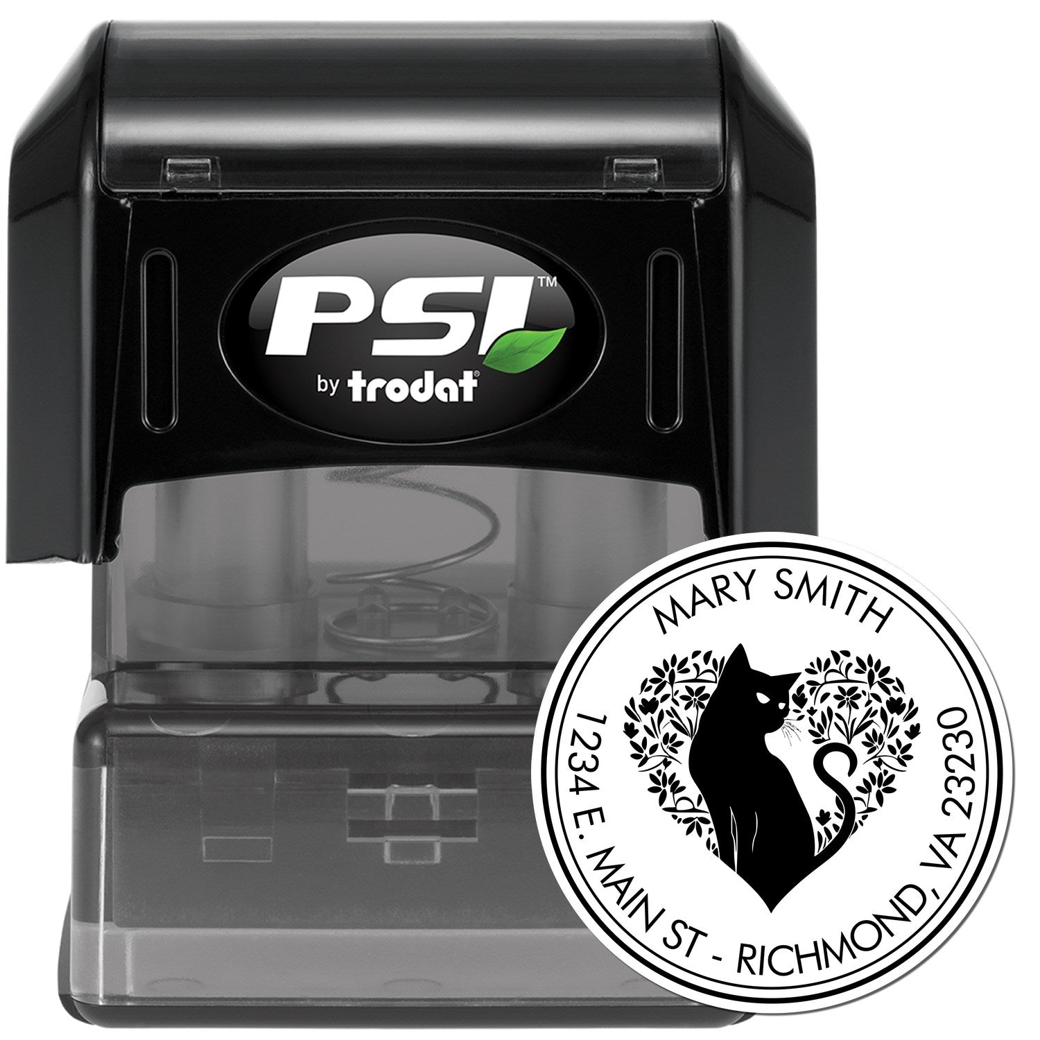 PSI Pre-Inked Puzzling Cat Custom Made Home Address Stamp - Engineer Seal Stamps