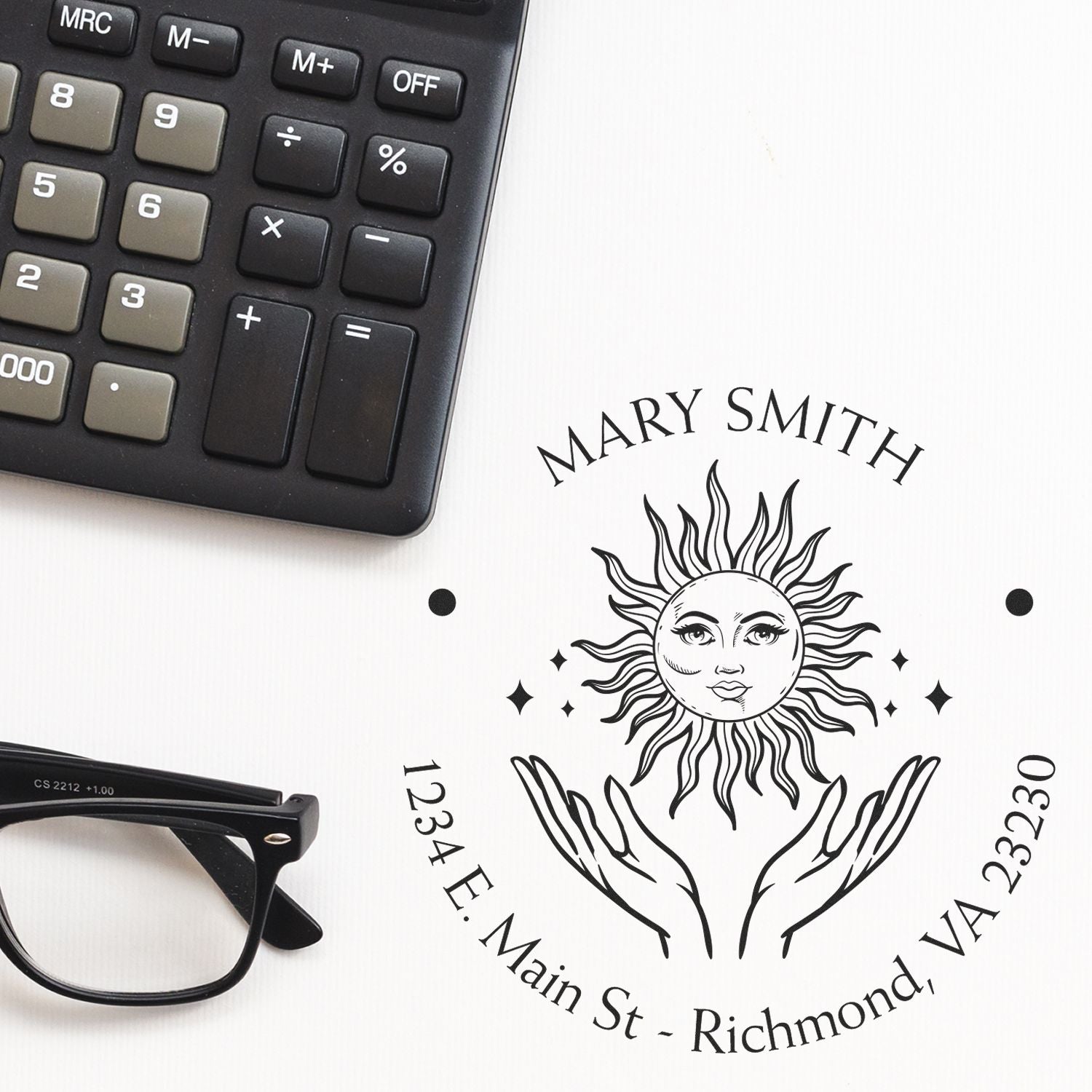 Self-Inking Intriguing Sun Personalized Name And Address Stamp - Engineer Seal Stamps