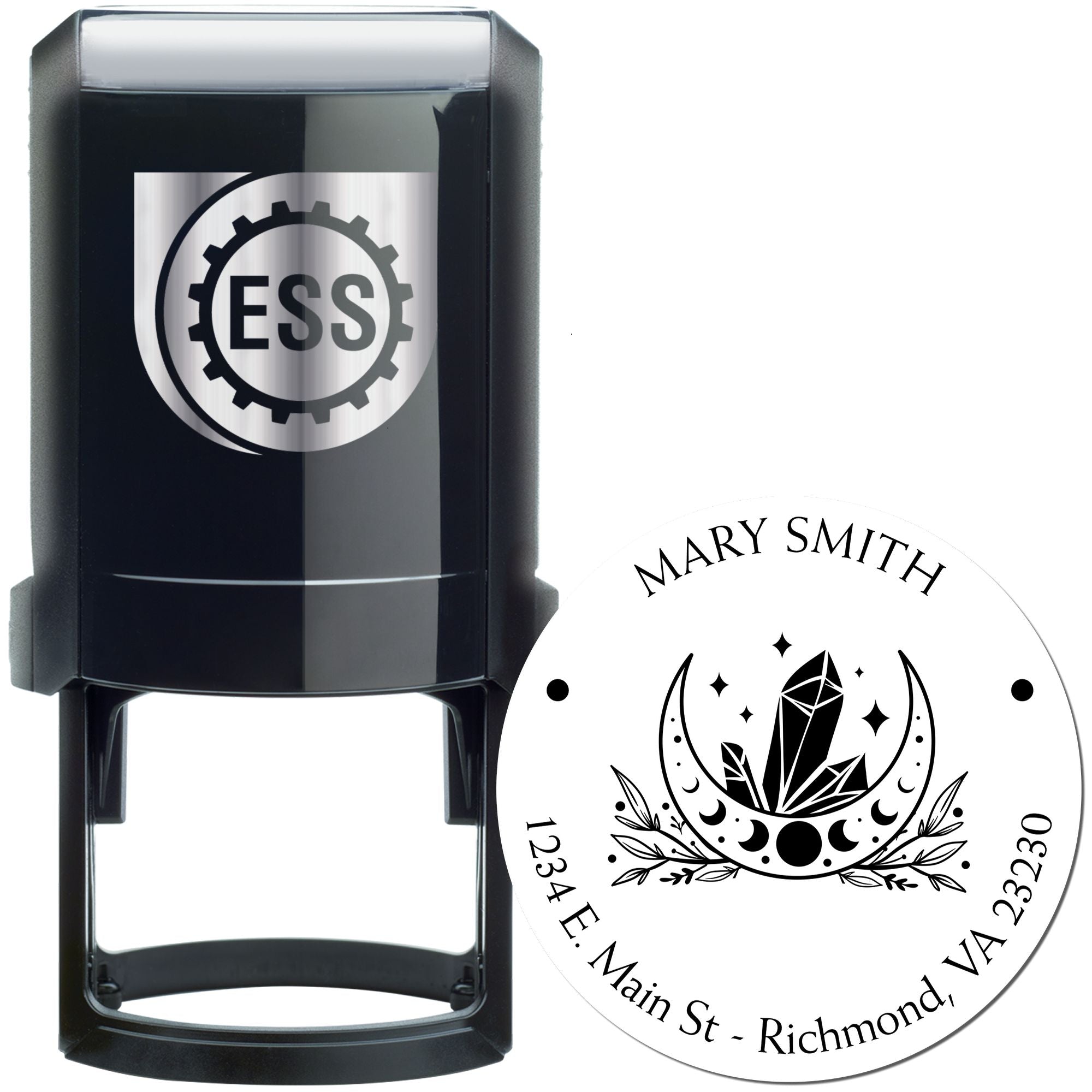 Self-Inking Cryptic Moon Personalized Return Address Stamp - Engineer Seal Stamps