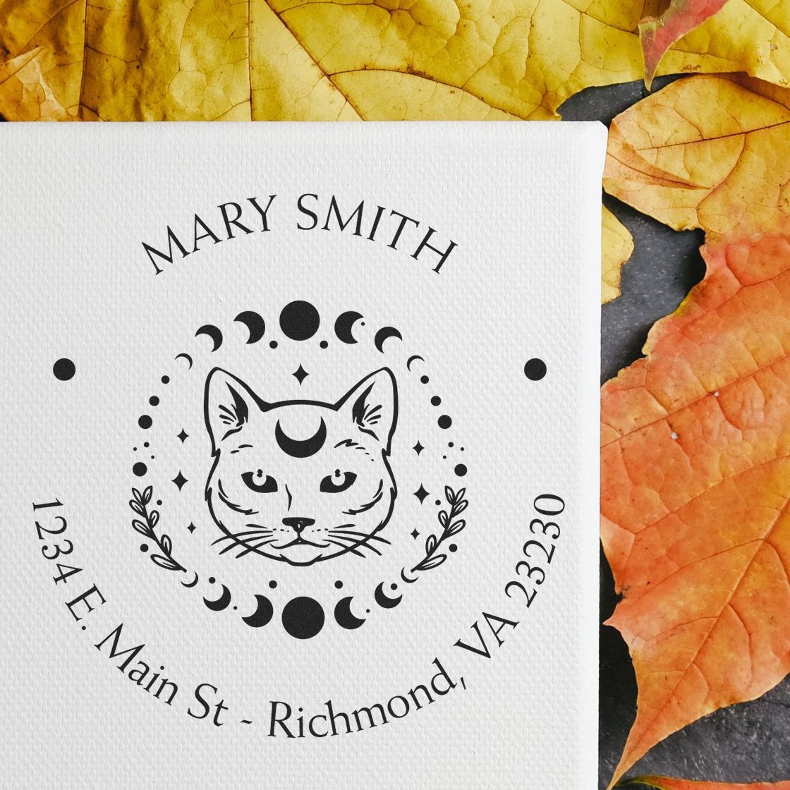 Wood Handle Supernatural Cat Custom Made Envelope Stamp