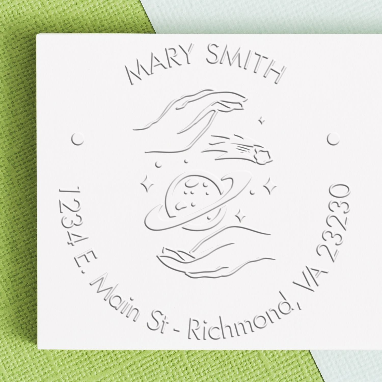 Soft Otherworldly Planets Custom Envelope Paper Embosser
