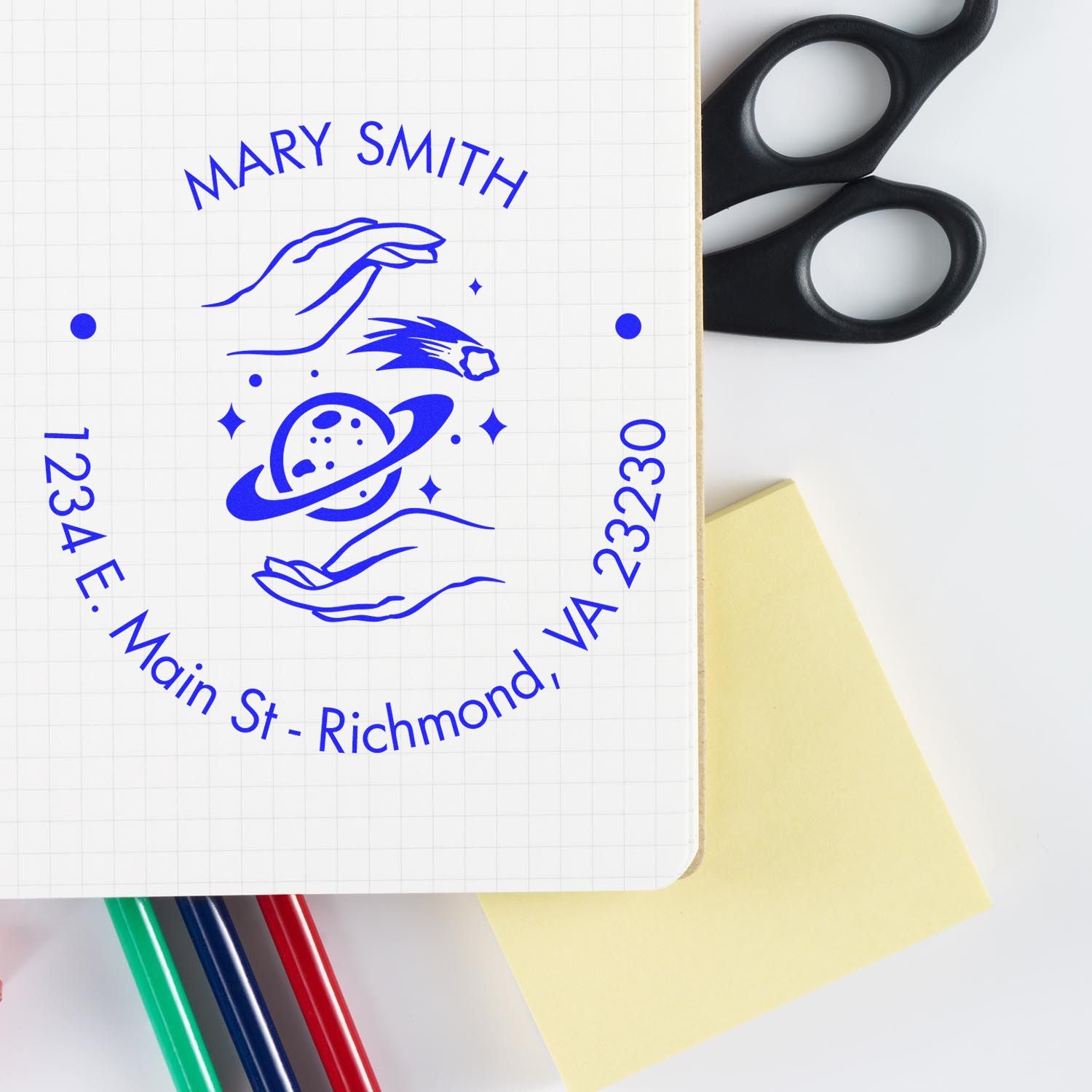 PSI Pre-Inked Otherworldly Planets Custom Made Mail Stamp - Engineer Seal Stamps