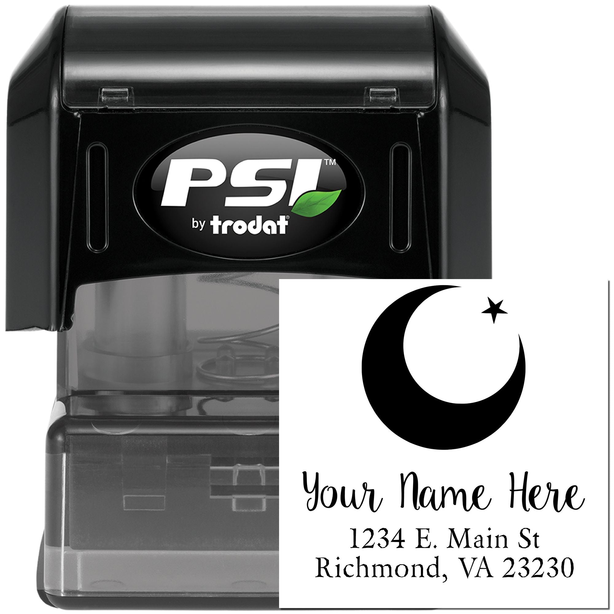 Muslim Starry Crescent Customized Return Address Stamp Pre-Inked - Engineer Seal Stamps