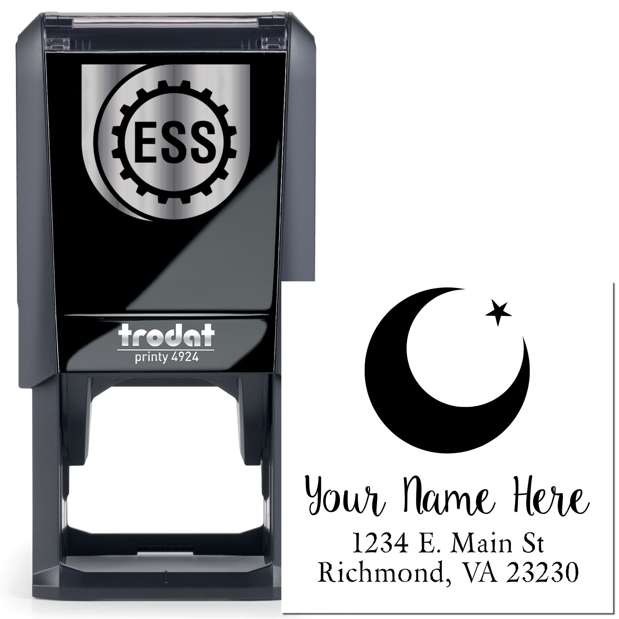Islamic Starry Crescent Personalized Return Address Stamp - Engineer Seal Stamps