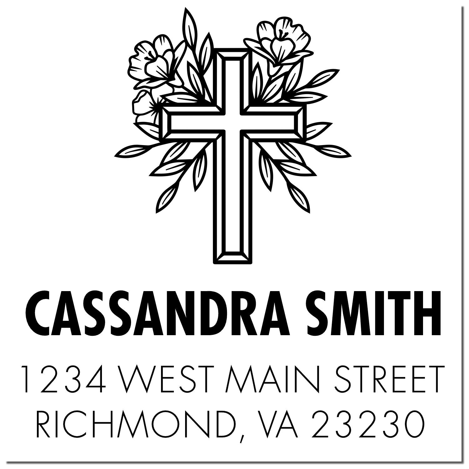Honored Cross Christian Personalized Home Address Stamper Self-Inking - Engineer Seal Stamps