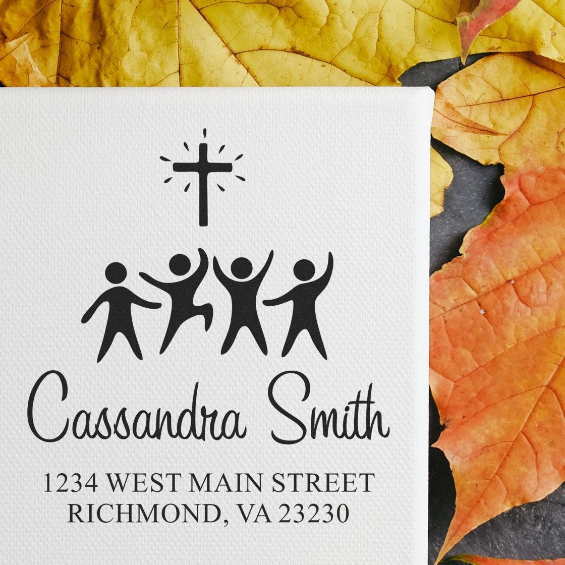 Influential Cross Christian Customized Home Address Stamp Self-Inking - Engineer Seal Stamps