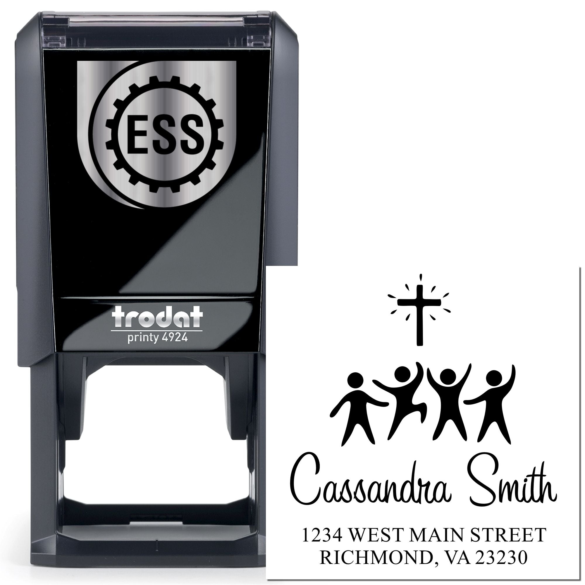 Influential Cross Christian Customized Mail Stamper Self-Inking - Engineer Seal Stamps