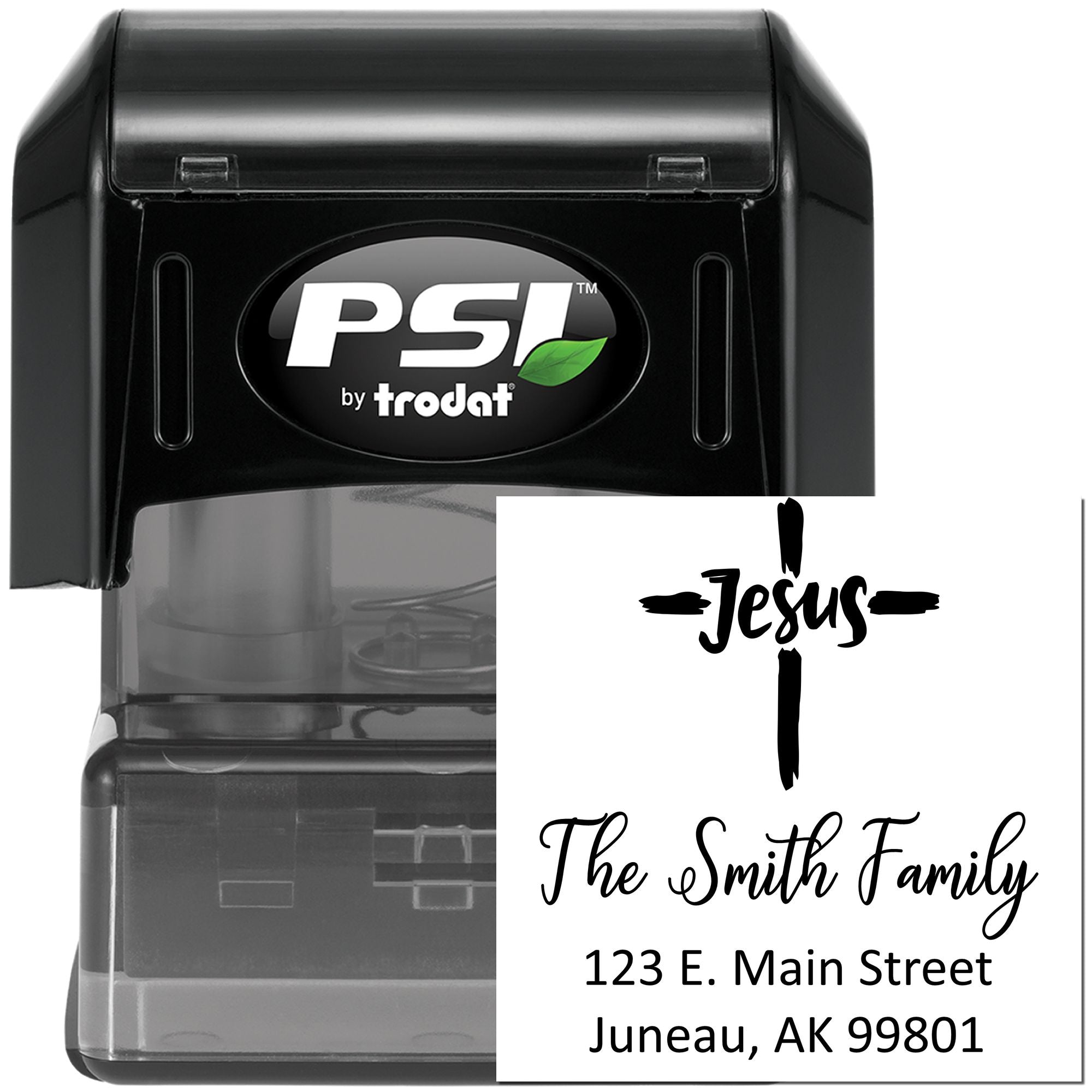 Godly Cross Christian Customized Return Address Stamper Self-Inking - Engineer Seal Stamps