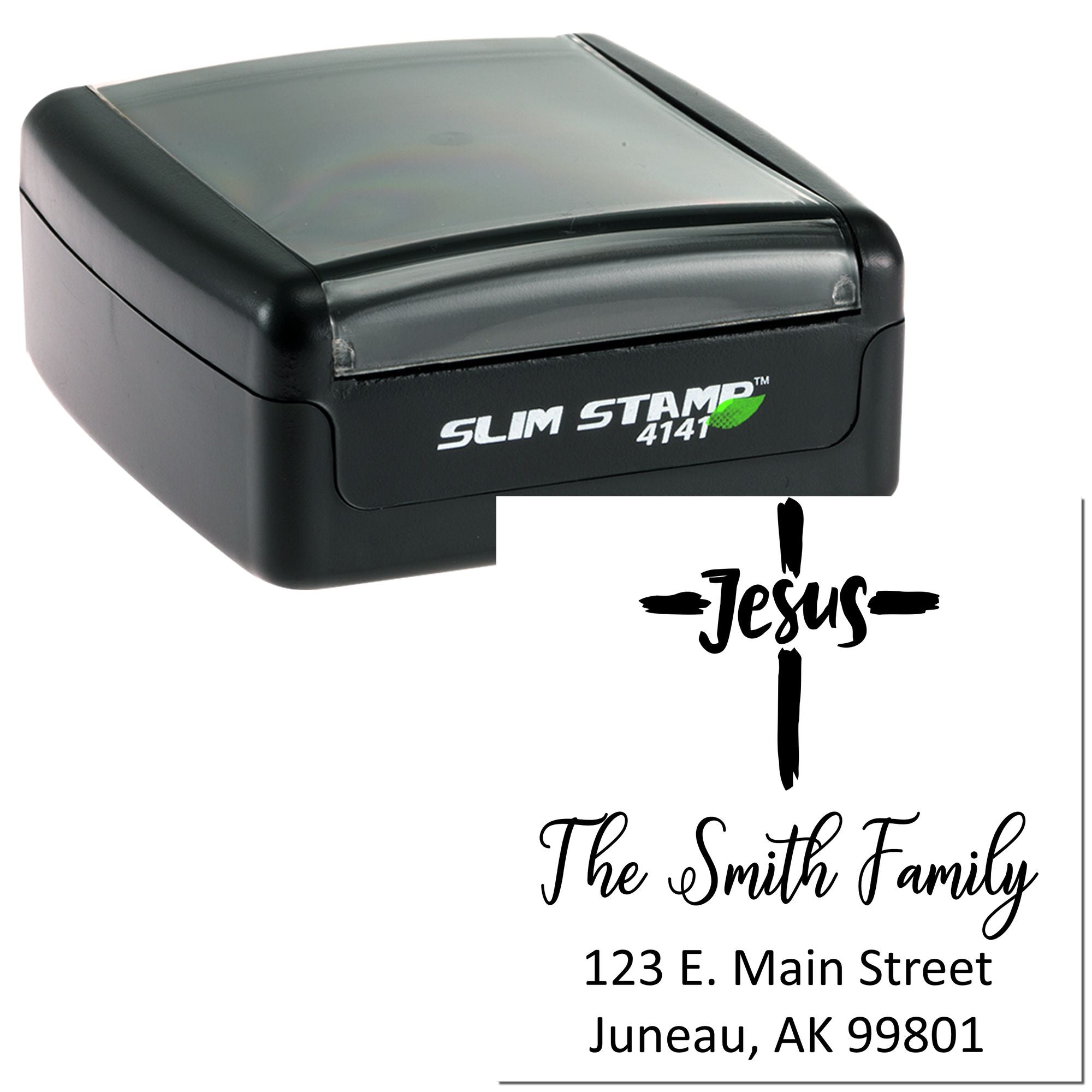 Godly Cross Christian Name And Address Stamp Self-Inking - Engineer Seal Stamps