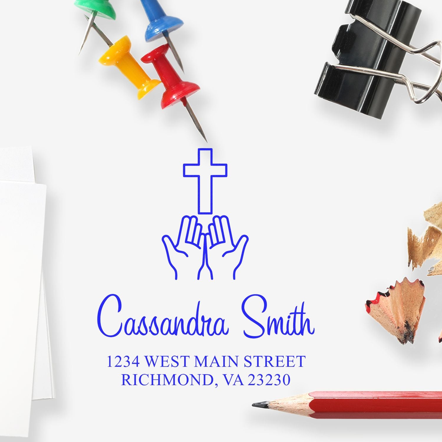 Reverent Cross Christian Customized Address Stamper Self-Inking - Engineer Seal Stamps