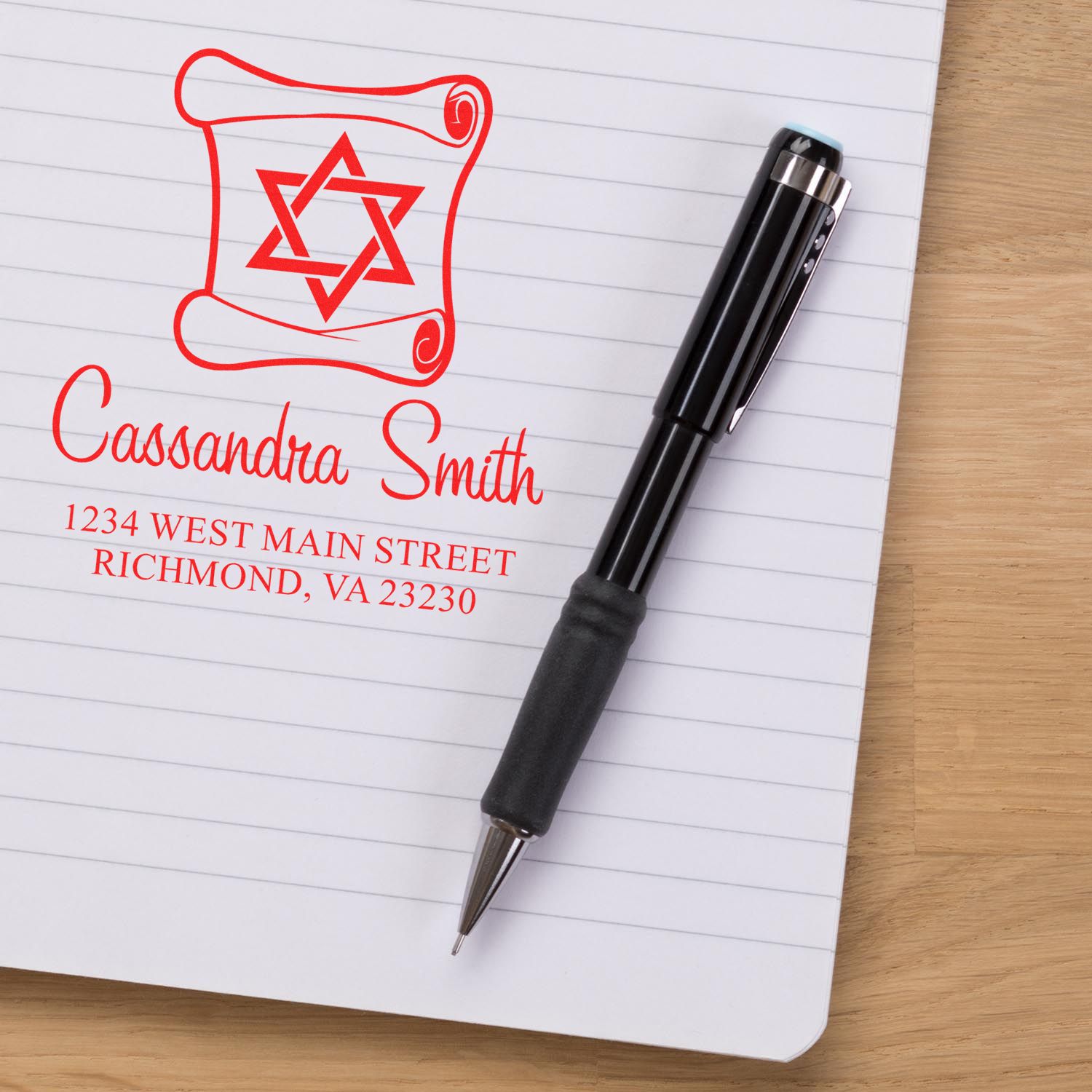 Lovely Torah Hebrew Personalized Address Stamper - Engineer Seal Stamps