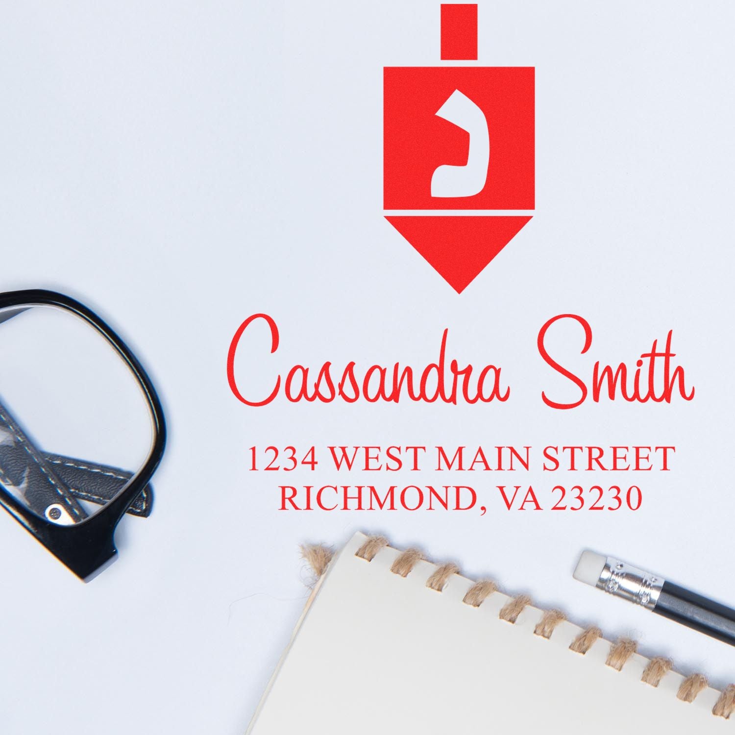 Gaming Dreidel Hebrew Personalized Home Address Stamper - Engineer Seal Stamps