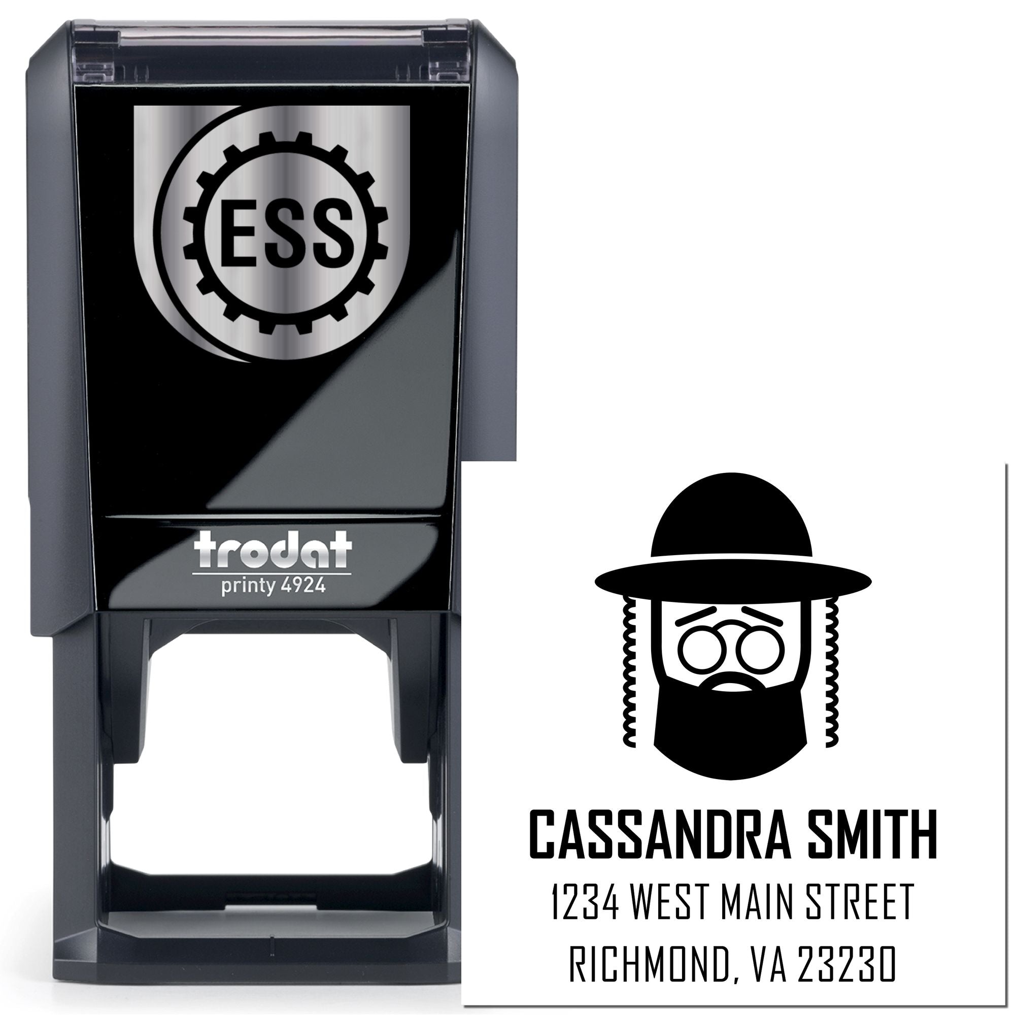Reverent Rabbi Self-Inking Customized Name And Address Stamper - Engineer Seal Stamps