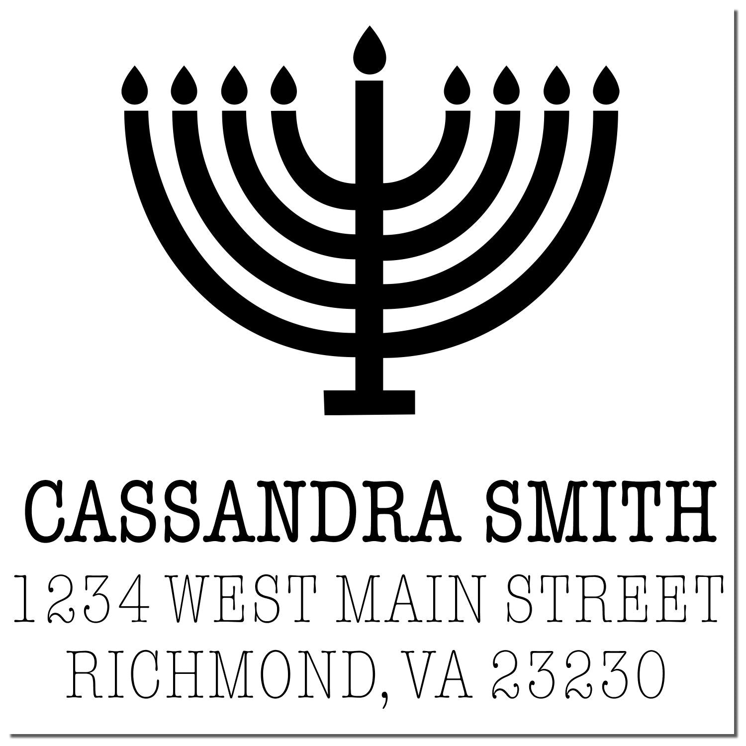 Jewish Flickering Menorah Personalized Address Stamp - Engineer Seal Stamps