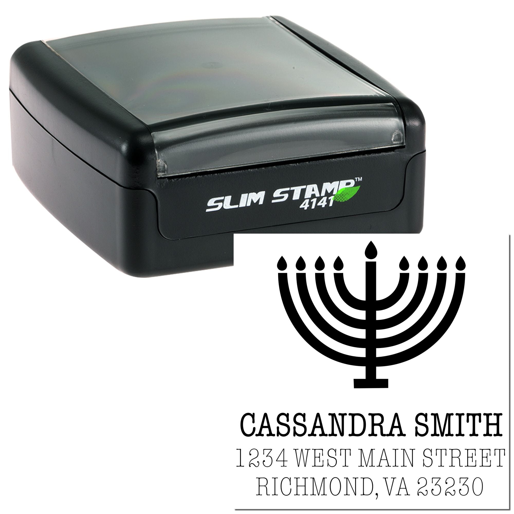 Flickering Menorah Hebrew Personalized Mail Stamp - Engineer Seal Stamps