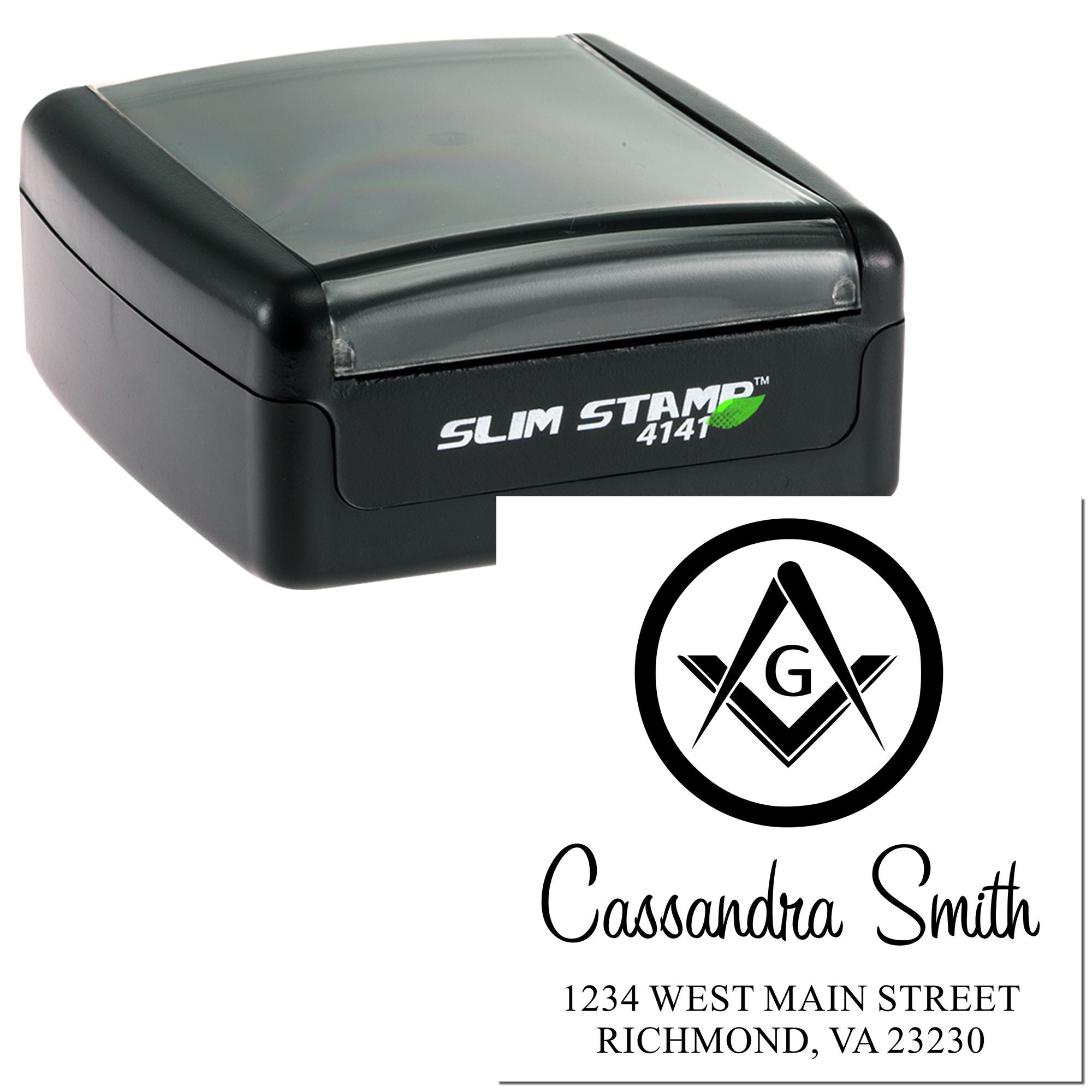 Enigmatic Masonic Name And Address Stamp - Engineer Seal Stamps