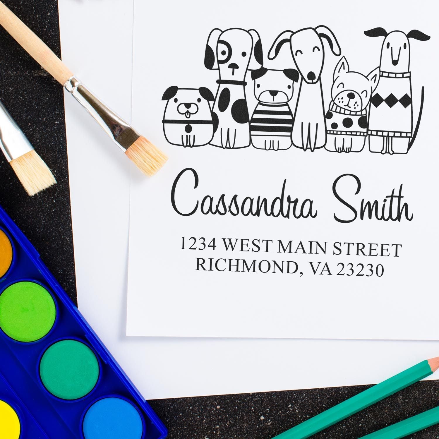 PSI Pre-Inked Whimsical Pets Pooch Pack Customized Envelope Stamp - Engineer Seal Stamps