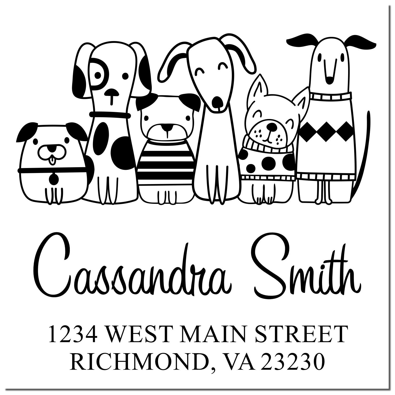 Self-Inking Whimsical Pets Pooch Pack Personalized Return Address Stamper - Engineer Seal Stamps