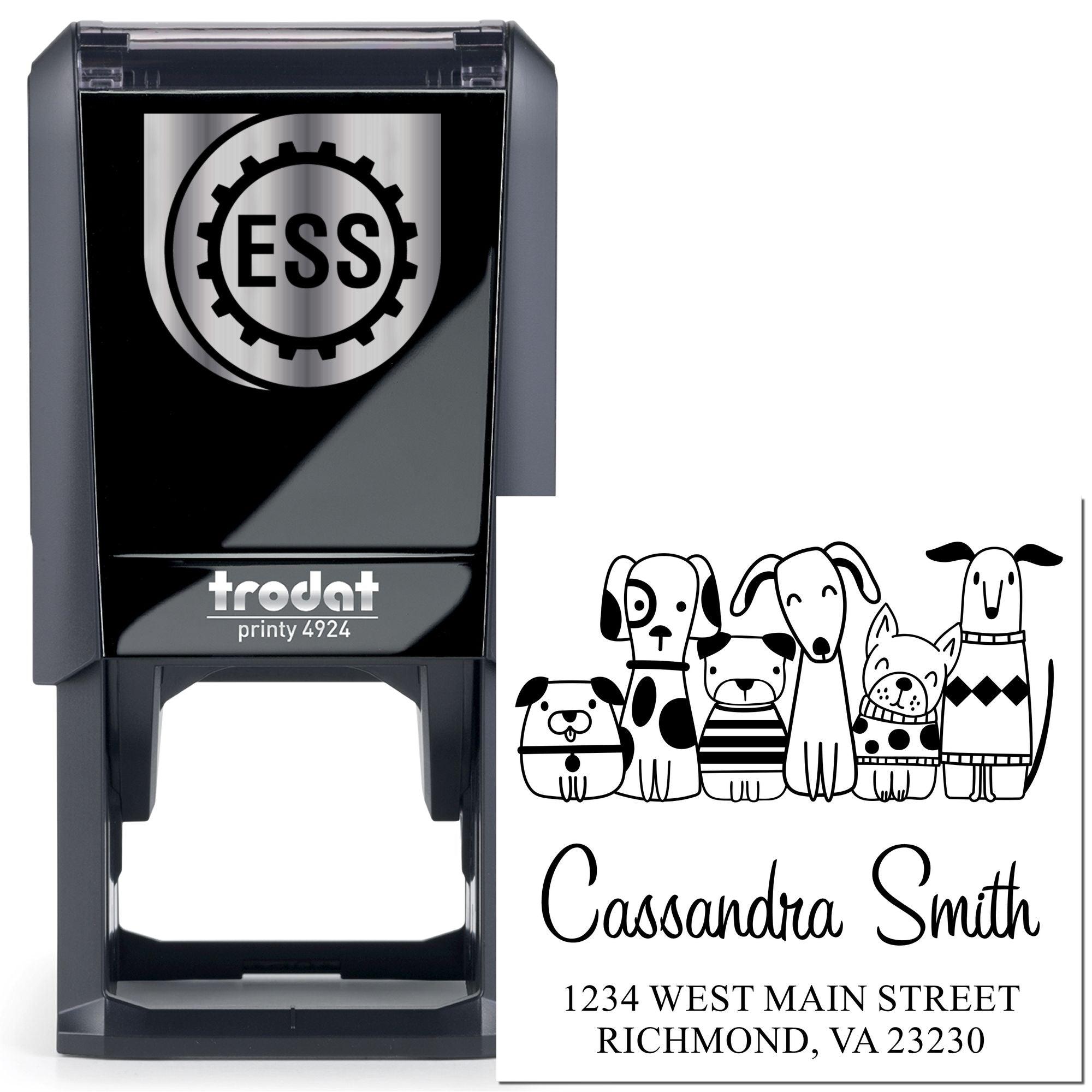 Self-Inking Whimsical Pets Pooch Pack Personalized Return Address Stamper - Engineer Seal Stamps