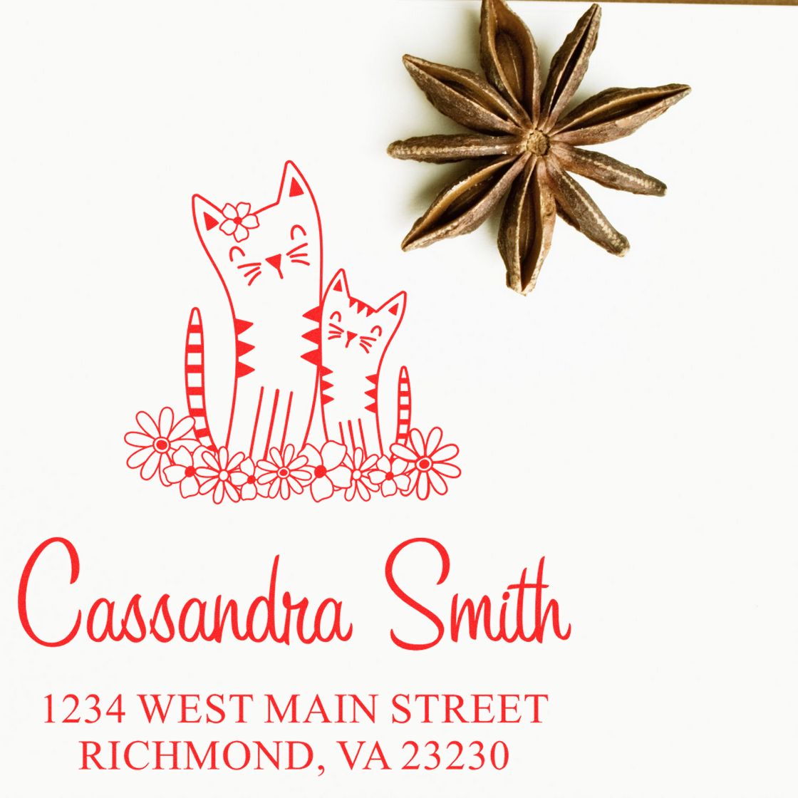 PSI Pre-Inked Whimsical Pets Couple of Cats Customized Envelope Stamper - Engineer Seal Stamps