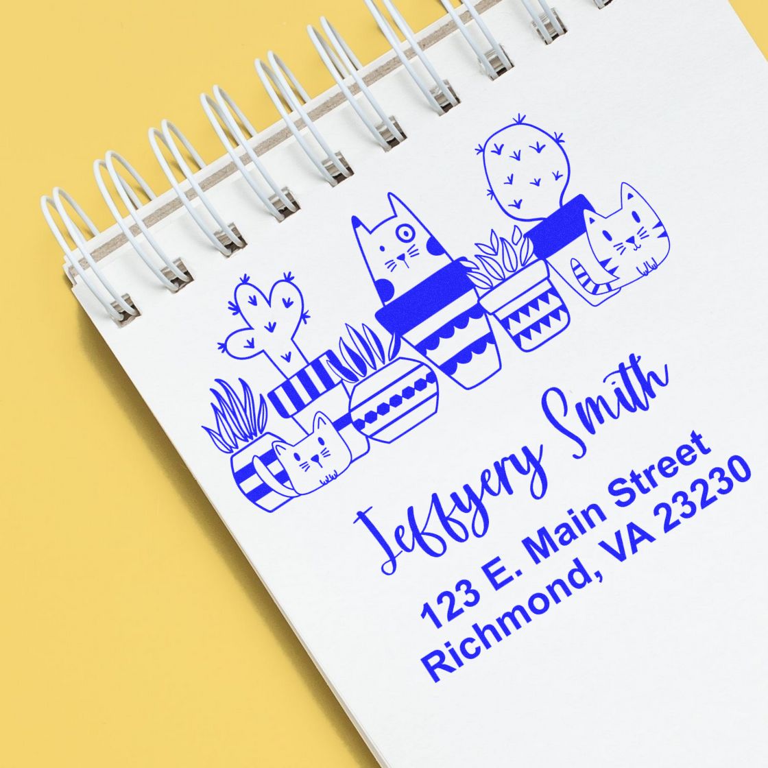 PSI Pre-Inked Whimsical Pets Cats & Cacti Customized Address Stamp - Engineer Seal Stamps