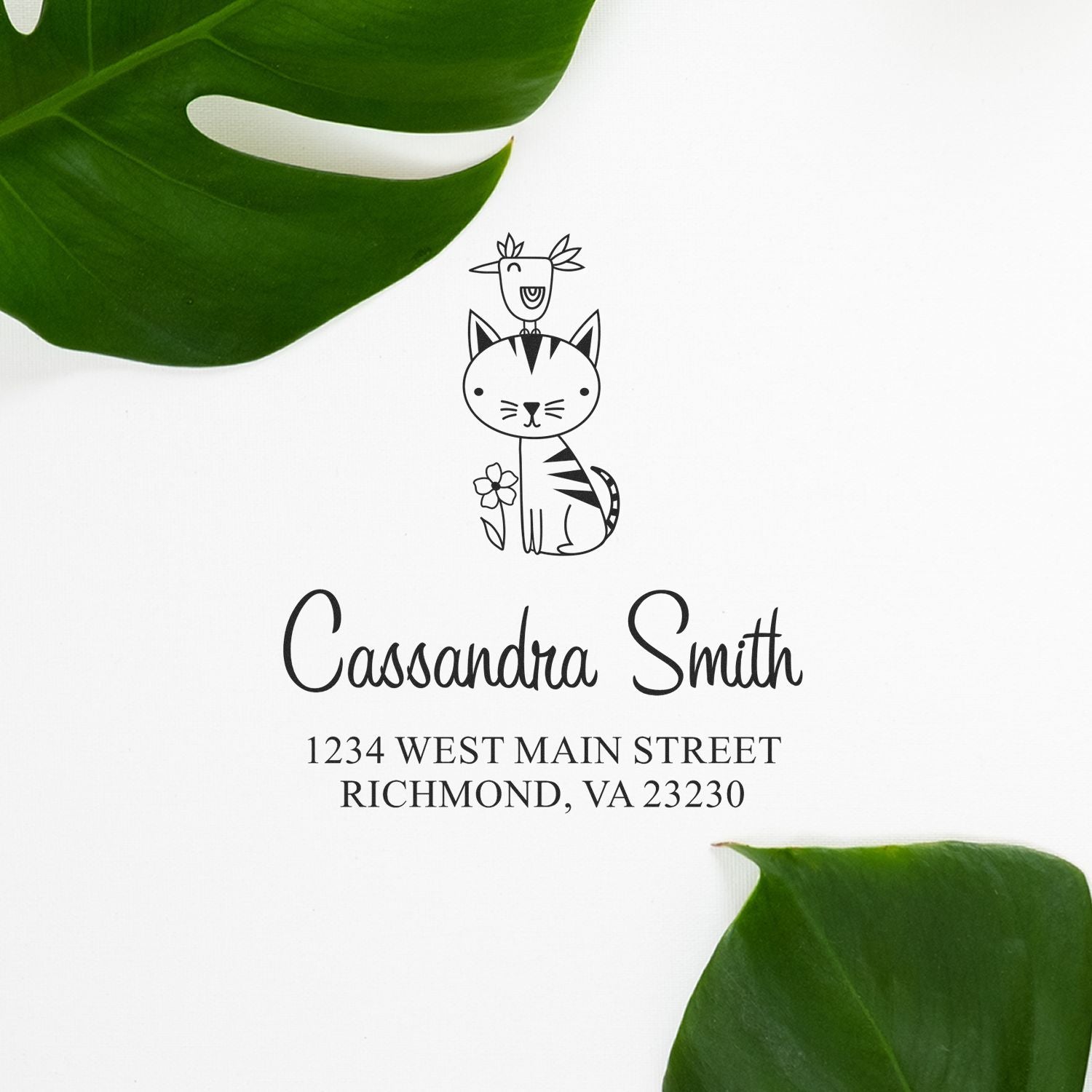 PSI Pre-Inked Whimsical Pets Unlikely Friends Customized Address Stamper - Engineer Seal Stamps