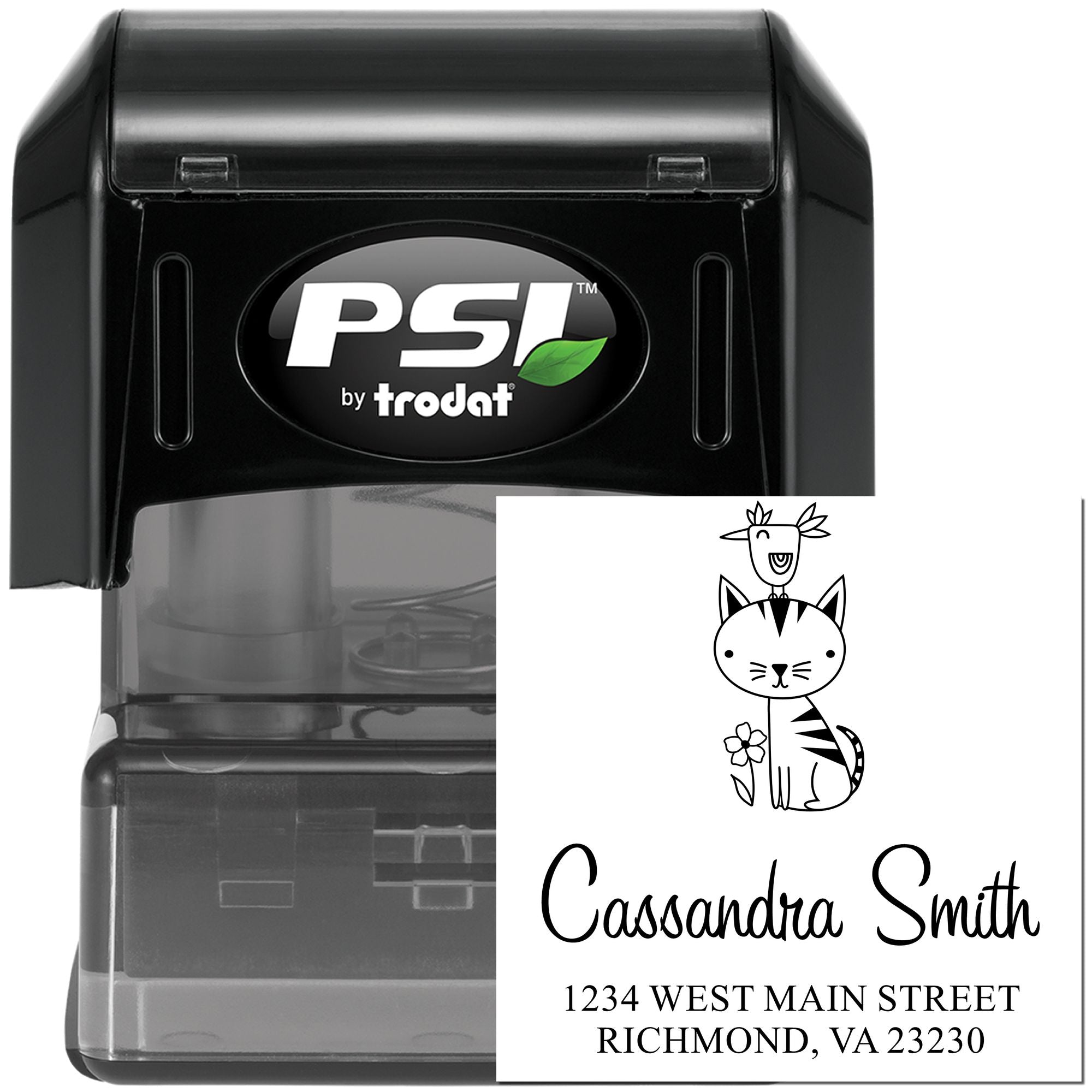 PSI Pre-Inked Whimsical Pets Unlikely Friends Customized Address Stamper - Engineer Seal Stamps