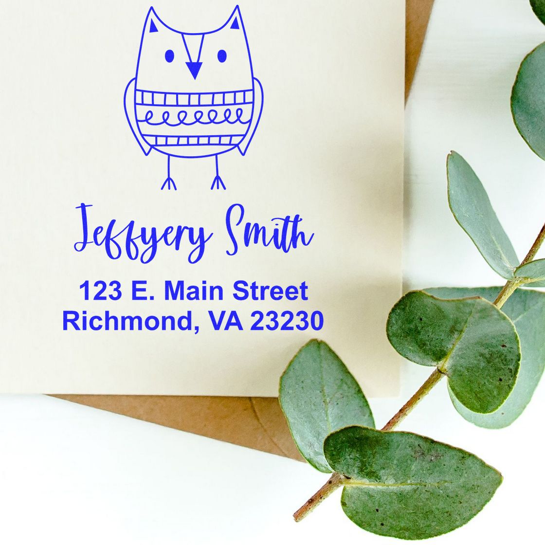 PSI Pre-Inked Whimsical Pets Hooting Owl Customized Name And Address Stamp - Engineer Seal Stamps