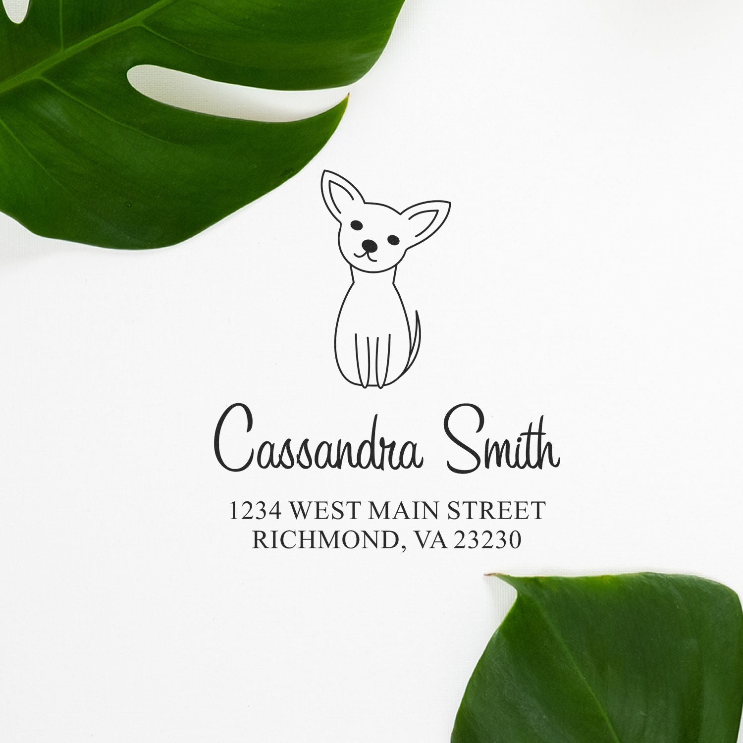 PSI Pre-Inked Whimsical Pets Curious Chihuahua Customized Return Address Stamp - Engineer Seal Stamps