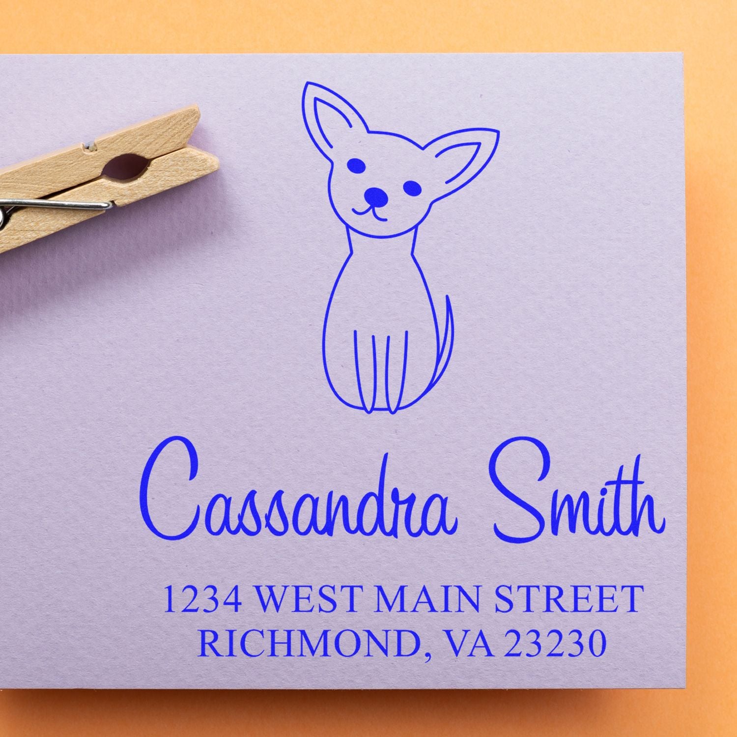 PSI Pre-Inked Whimsical Pets Curious Chihuahua Customized Return Address Stamp - Engineer Seal Stamps
